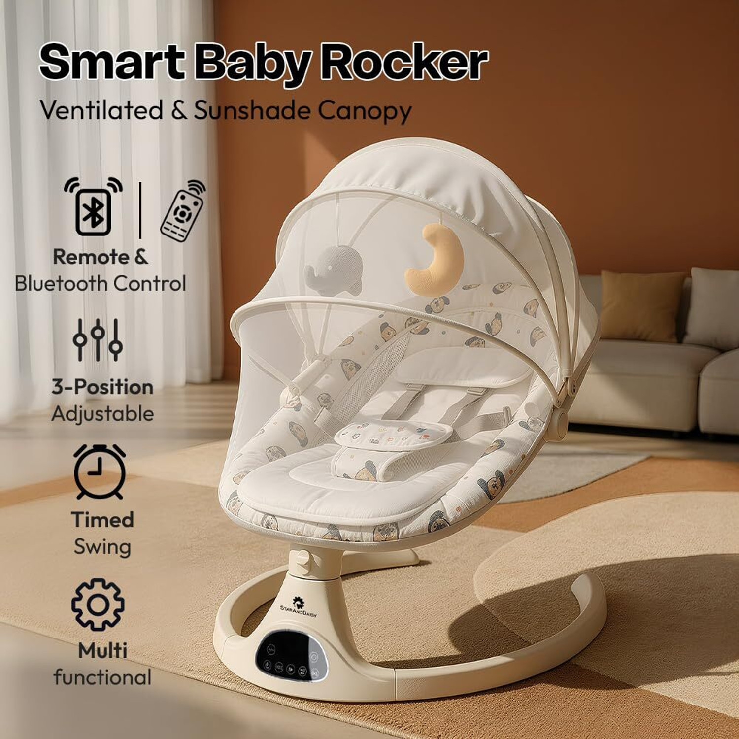 Image of StarAndDaisy Baby Rockers for 0 to 2 Years, Baby Multi Functional Rocker With Swing Control Swings