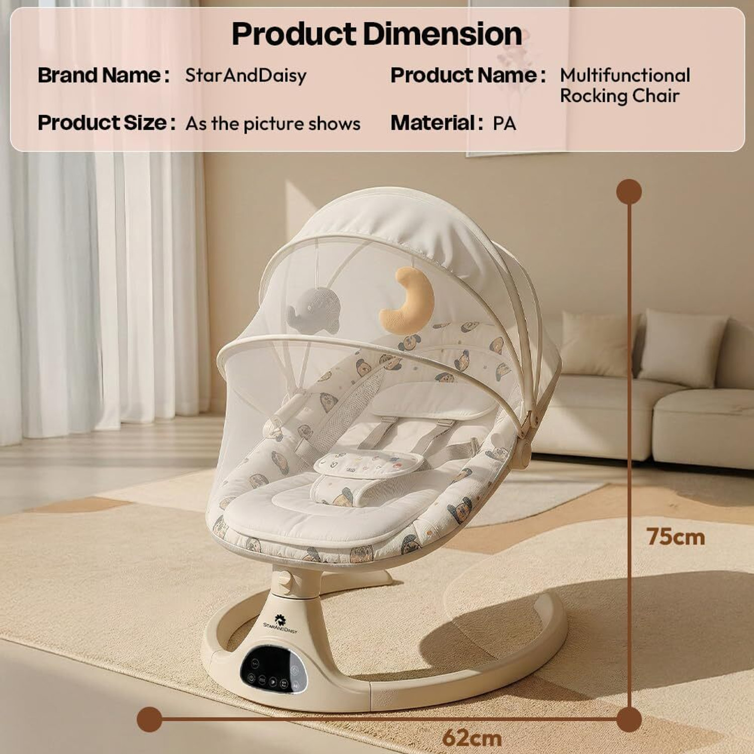 Image of StarAndDaisy Baby Rockers for 0 to 2 Years, Baby Multi Functional Rocker With Swing Control Swings