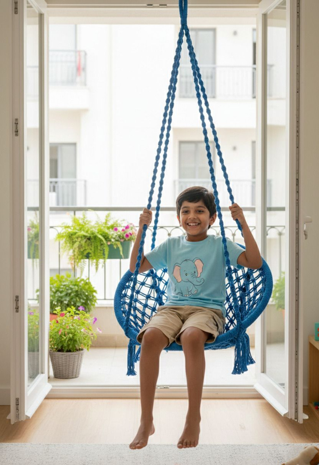 Patiofy Cotton Round Baby Swing, Swing for Kids for Children, Ideal for 4-10 Years, Swings