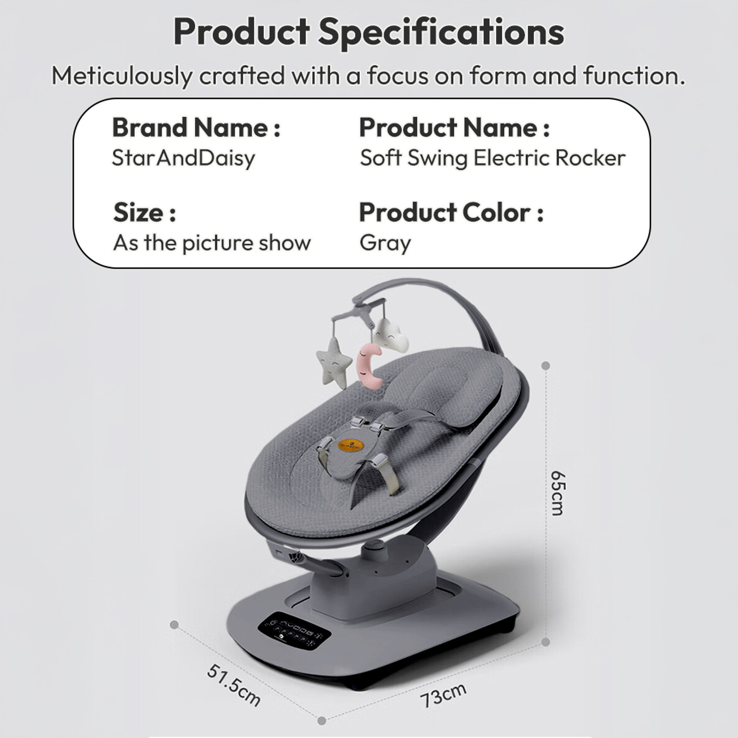 Image of StarAndDaisy Baby Electric Rocker & Bouncer, 5 Speeds, Auto Swing & Remote Control Rocker and Bouncer