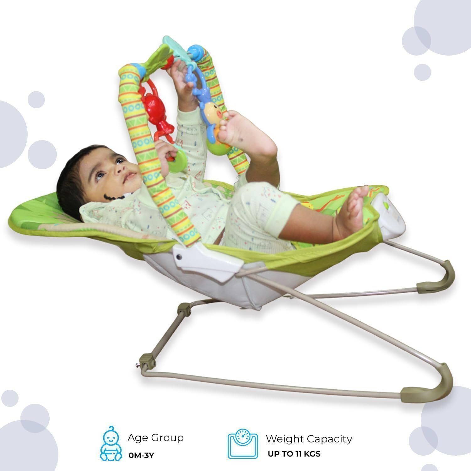 Image of Safe-o-kid Bouncer Cum Rocker with Battery,Safety Harness,Toy Bar,Music and Multi-Recliner Bouncer