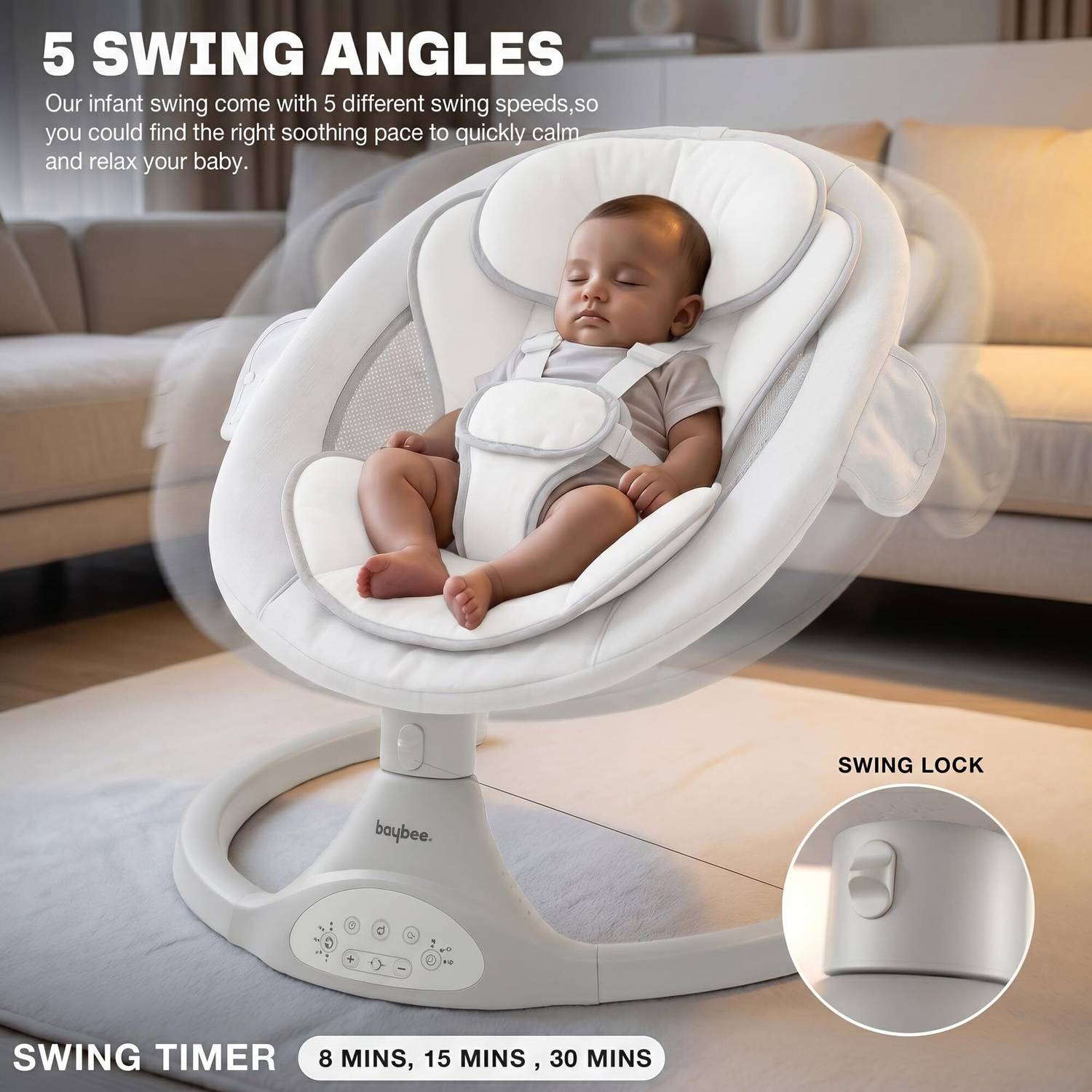 baybee Baby Electric Rocker & Bouncer with 5 Speeds - Image 2