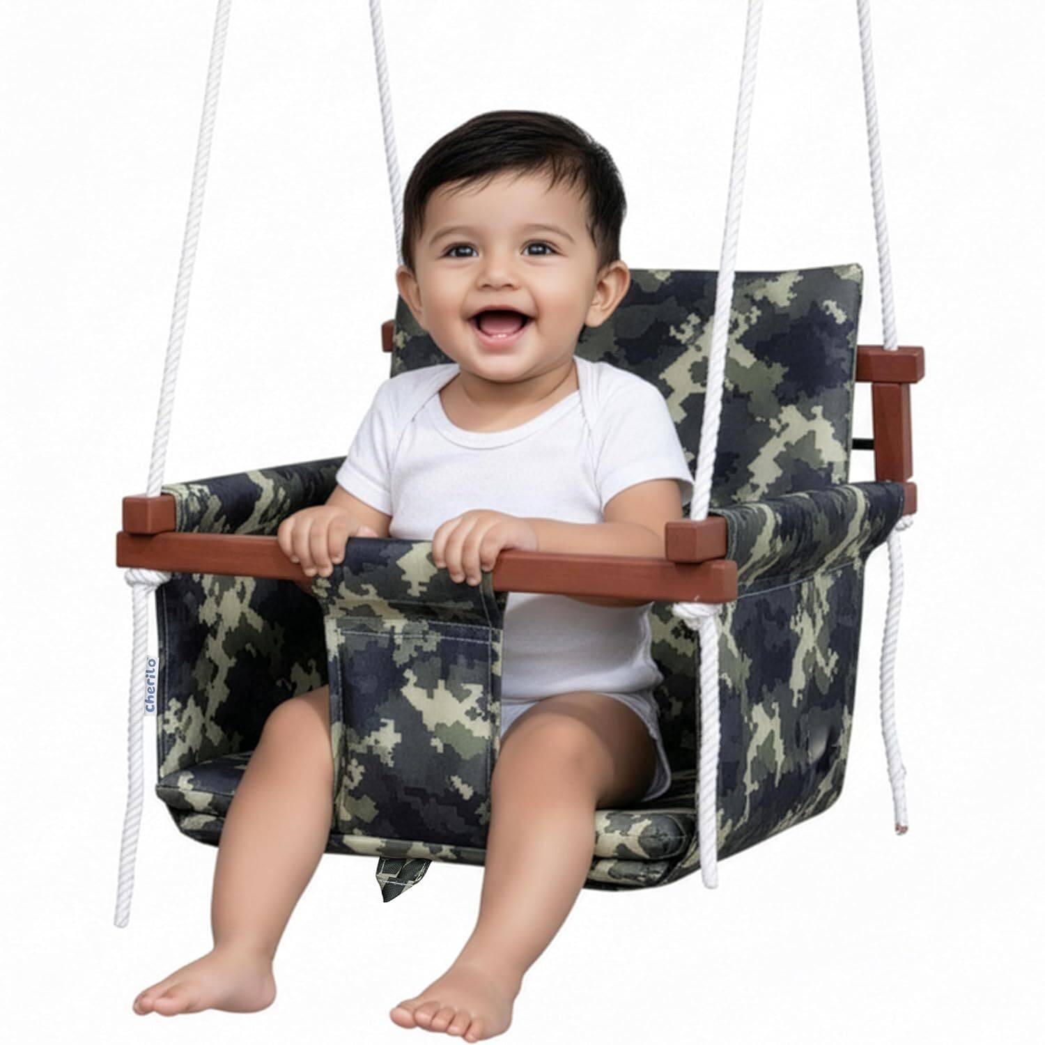 Cherilo Wooden Swing for Kids, Baby Jhula Baby Swing for Indoor Outdoor Garden (6M–5Y) Swings