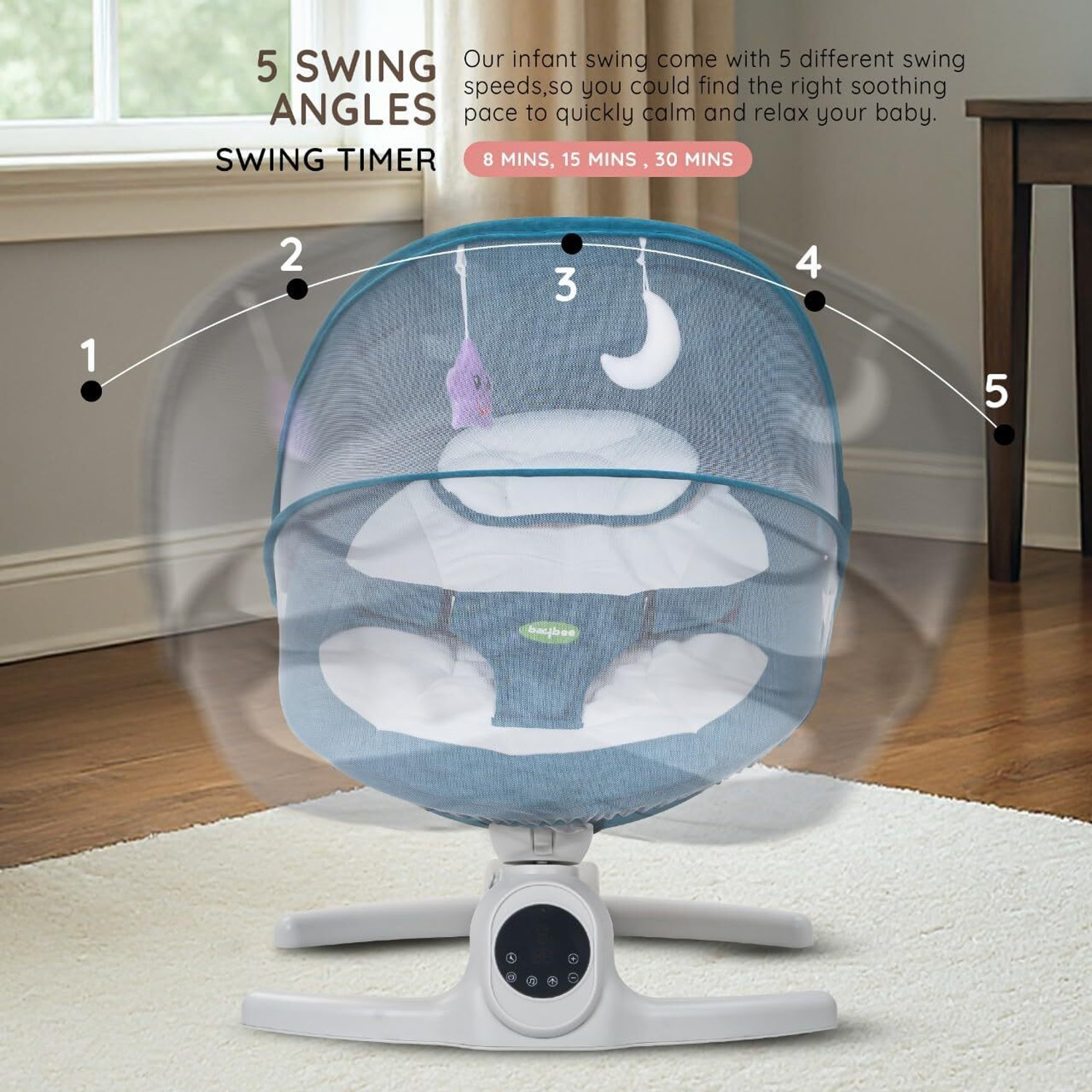 Image of baybee Electric Baby Cradle and Swing |Baby Relaxing Swing Jhula with Adjustable Speed Swings