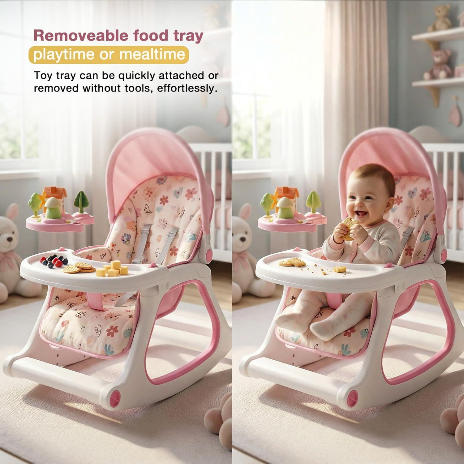 Image of baybee 3 in 1 Baby Rocker & Feeding Chair | Baby Rocker for 0 to 3 Years Bouncer