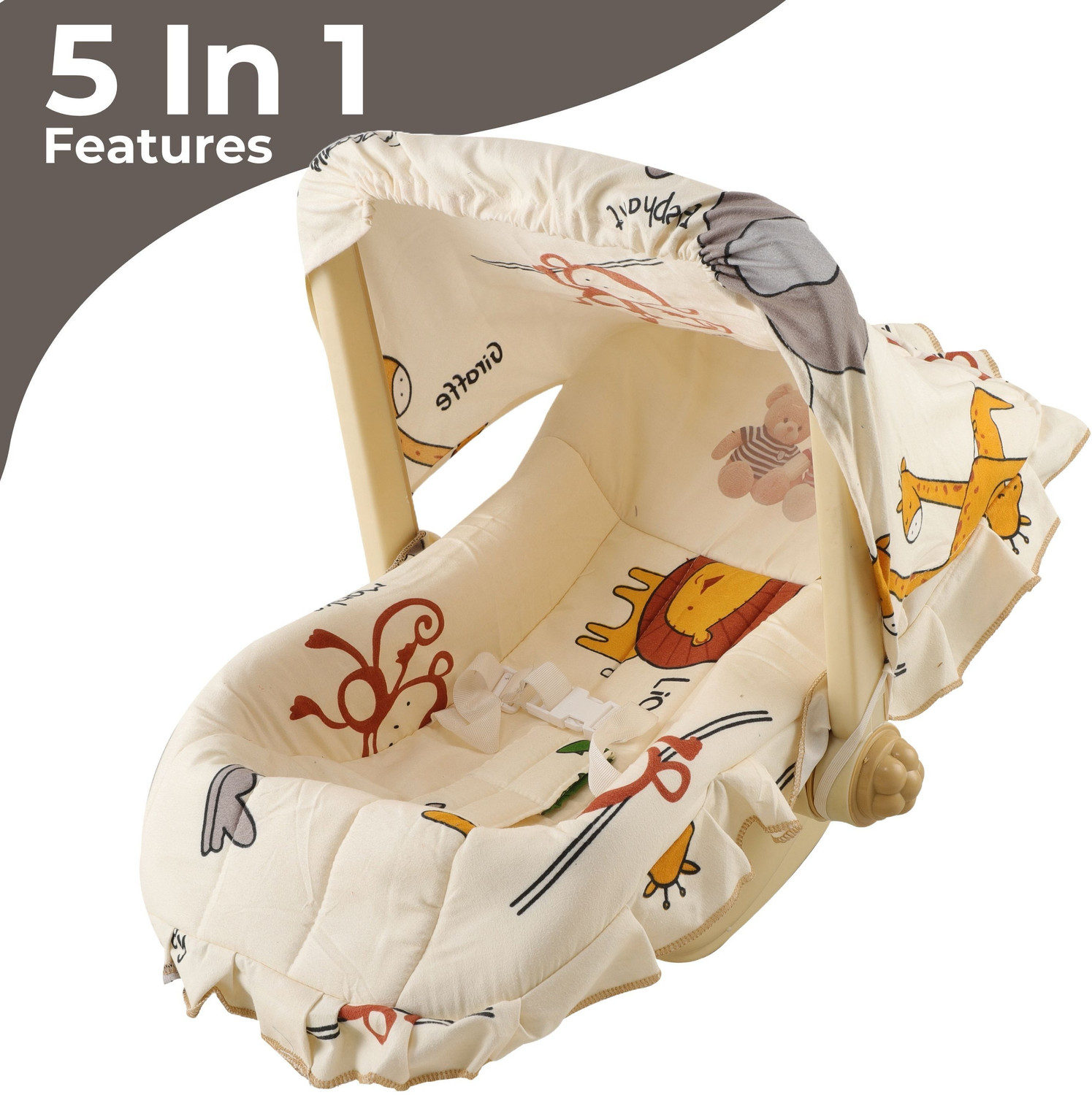 Image of mama luv mee 5 in 1 DLX Baby Carry Cot & Rocking Chair | Adjustable Handle | Safety Belt | Rocker