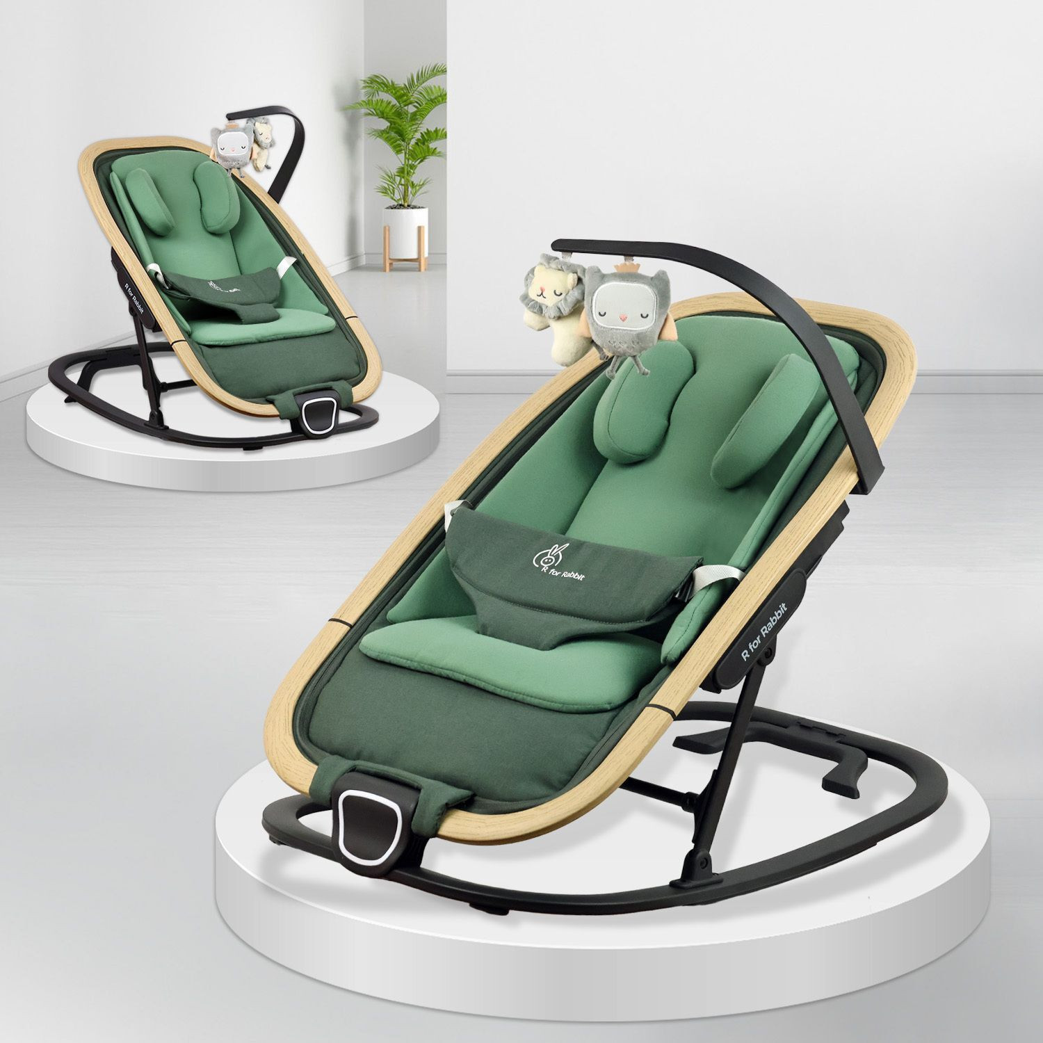 Image of R for Rabbit Rock N Nap Bliss Rocker for Babies with 3 Point Safety Harness and Light Weight Rocker and Bouncer