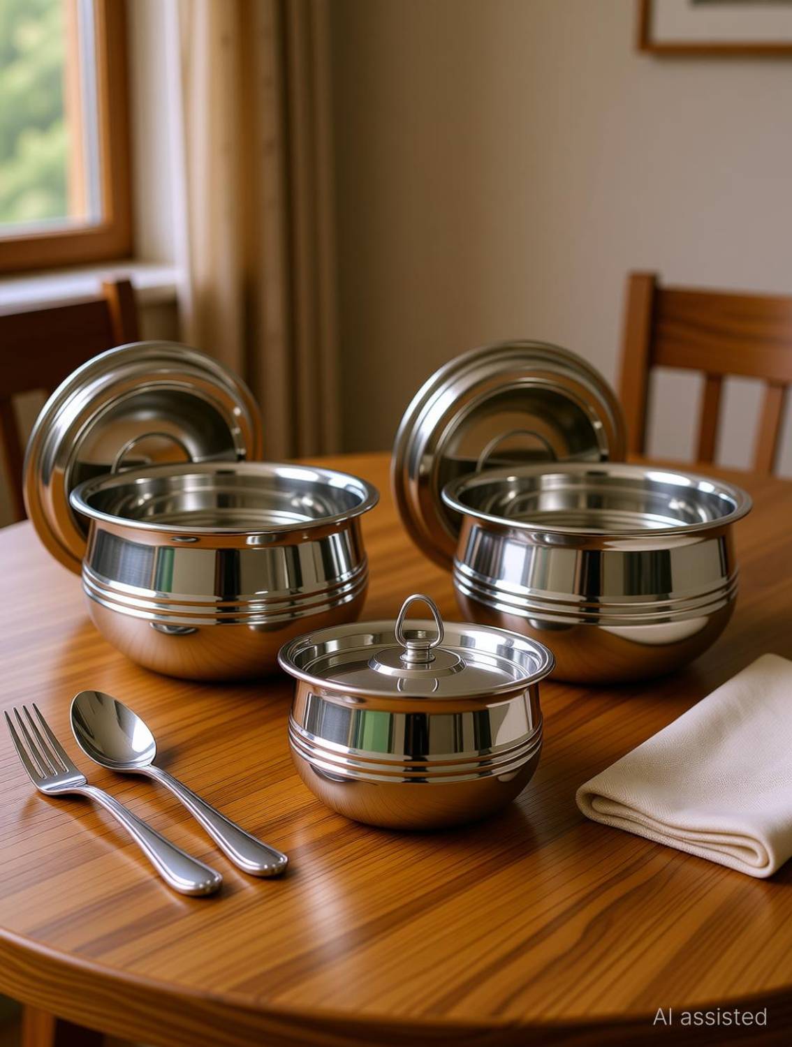 bartan hub Stainless Steel Storage Bowl Bowl Set With Lid ( 300 ML , Dishwasher safe , Strong and Durable )
