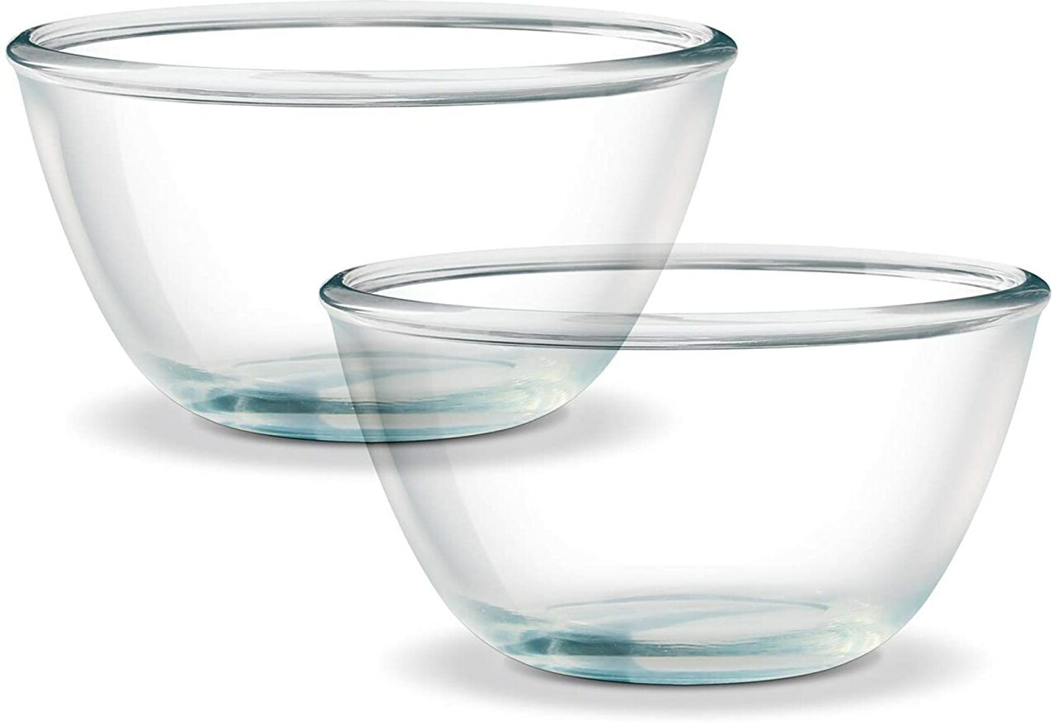 Image of IndusBay Borosilicate Glass Serving Bowl 2 Piece Toughened Glass Mixing High Borosilicate Glass Serving Bowl 550 ML Each
