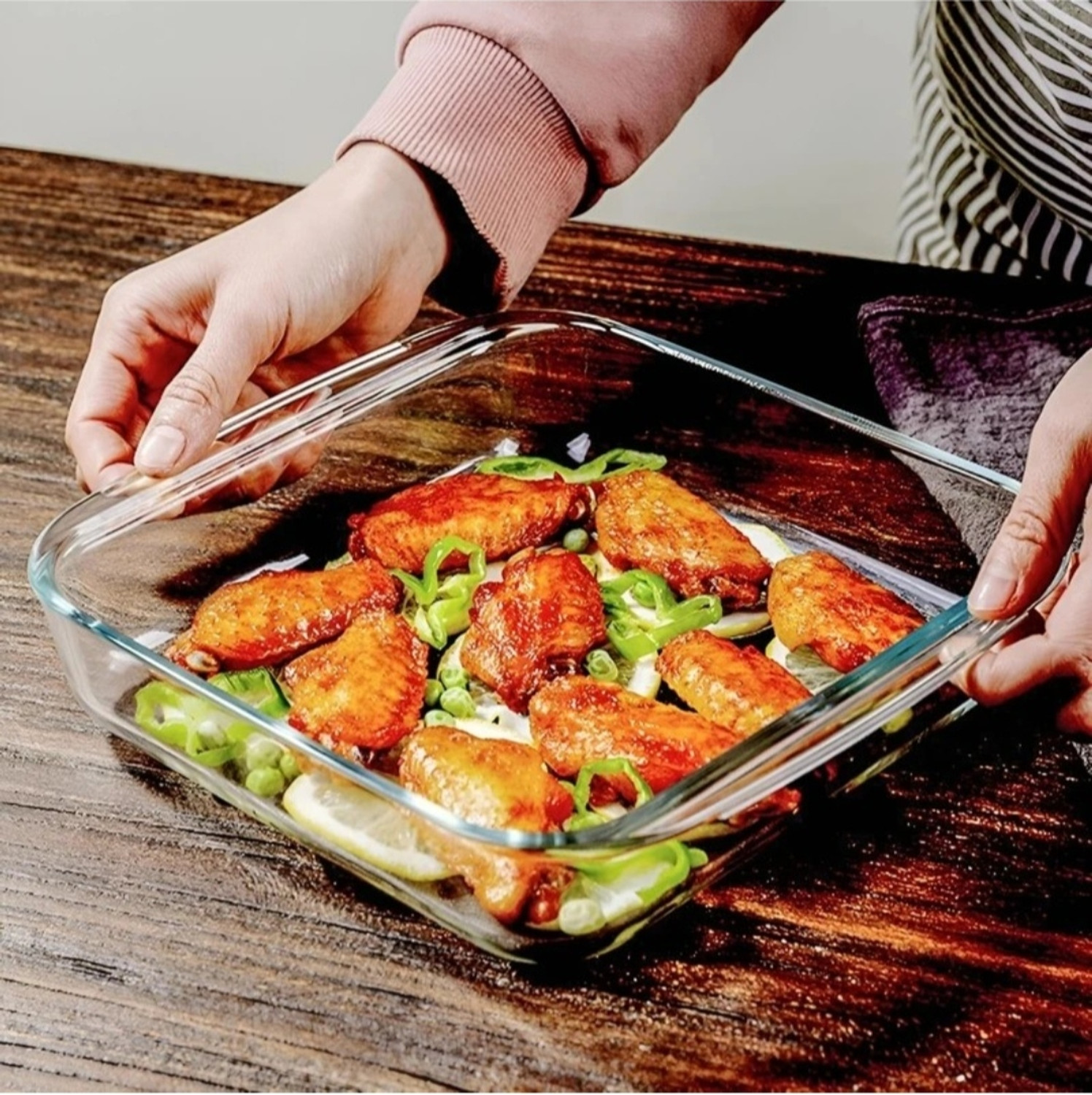 Image of TDMM Glass Serving Bowl Borosilicate Glass Square Baking Dish 1100 ML Microwave Oven Safe (Pack of 1, Clear)