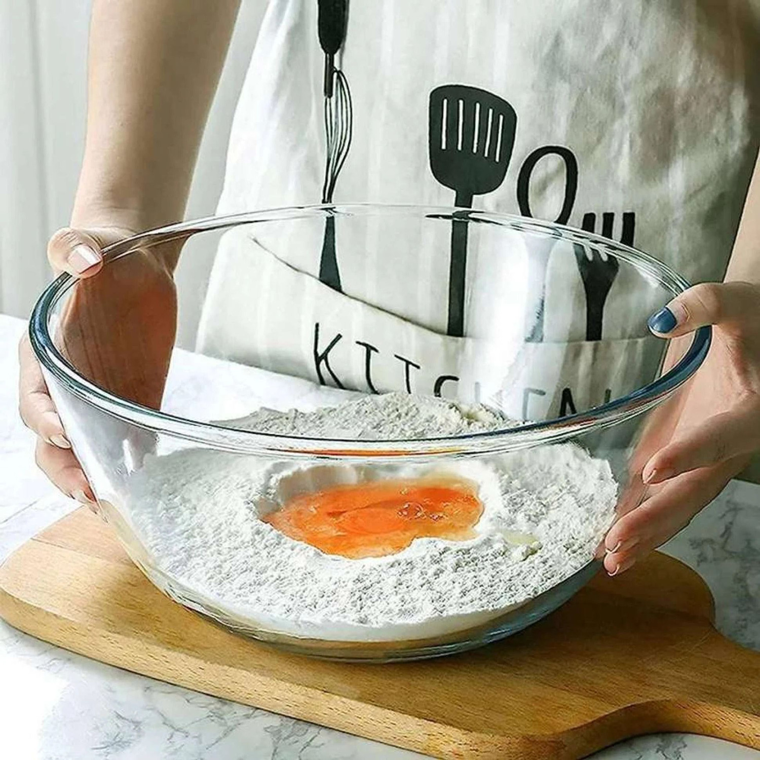 Image of SBPNN Borosilicate Glass Mixing Bowl 2000ML Glass Mixing Bowl Borosilicate Safe Glass Serving Bowl Disposable