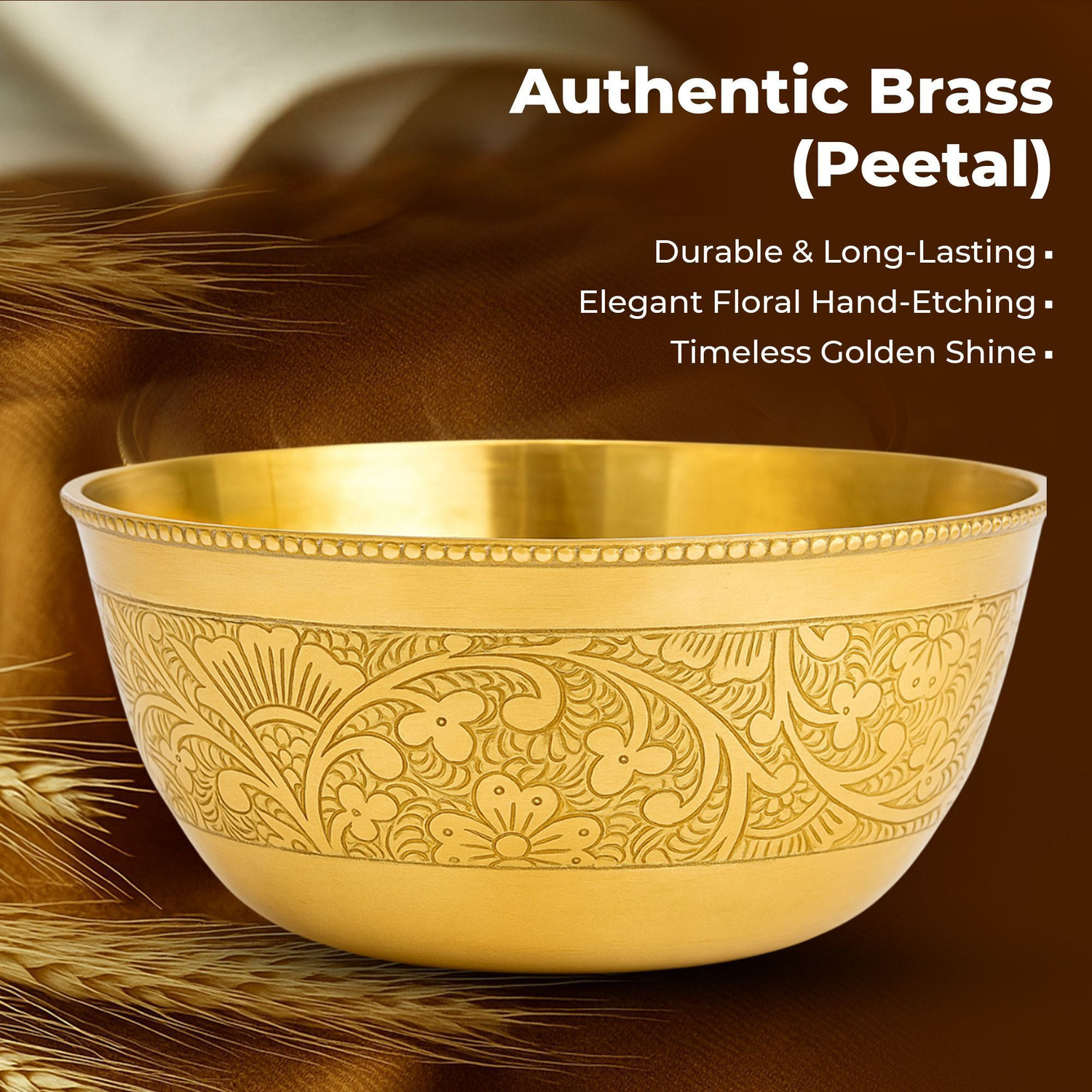 Image of COPRASIA Brass Vegetable Bowl COPRASIA Brass Dining Bowl, Peetal ki Katori - 250 ml