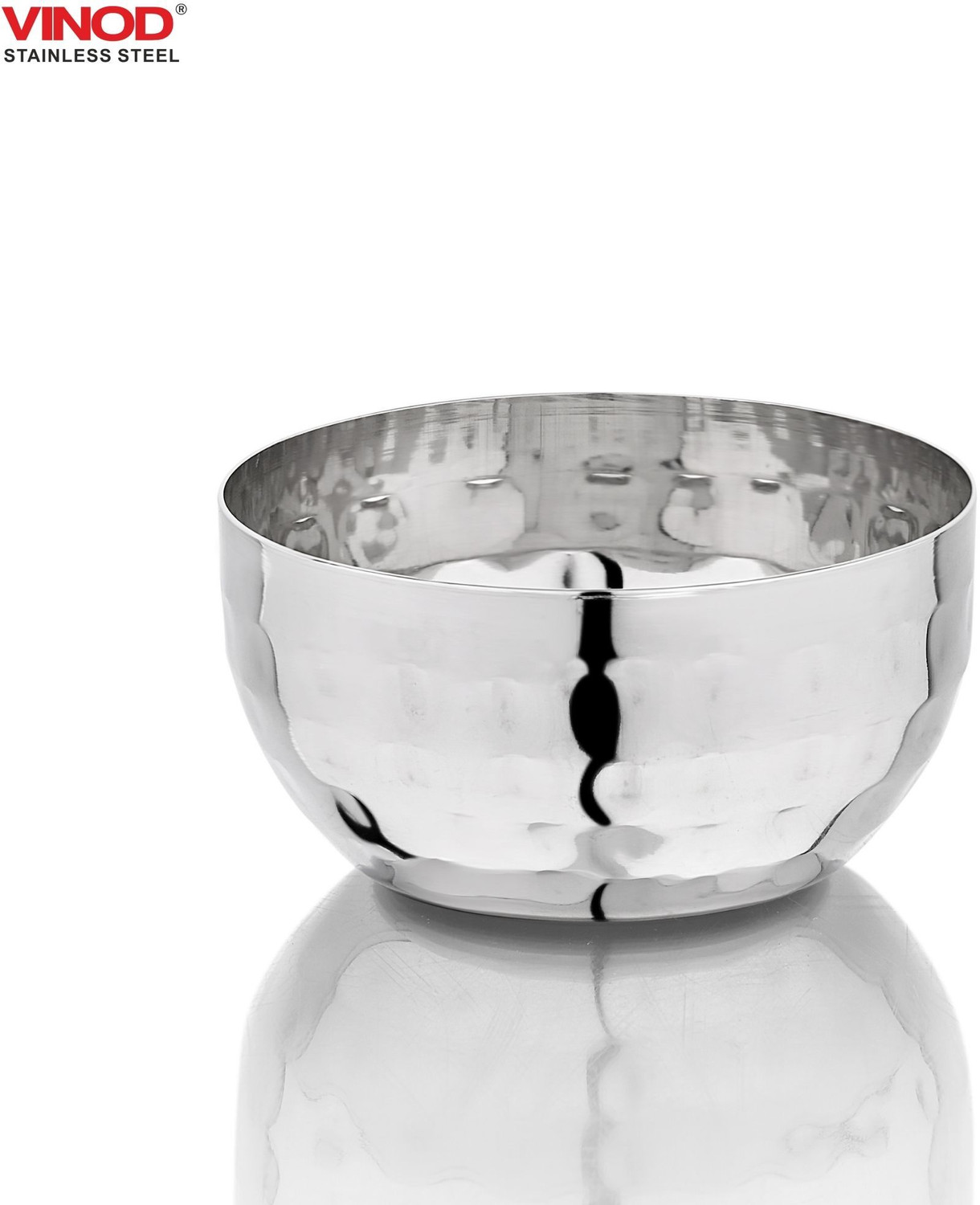 Image of VINOD Stainless Steel Serving Bowl Stainless Steel Royal Hammered Bowl, Set of 6 Piece, Capacity 325 ml, No. 6 (Pack of 6, Steel)