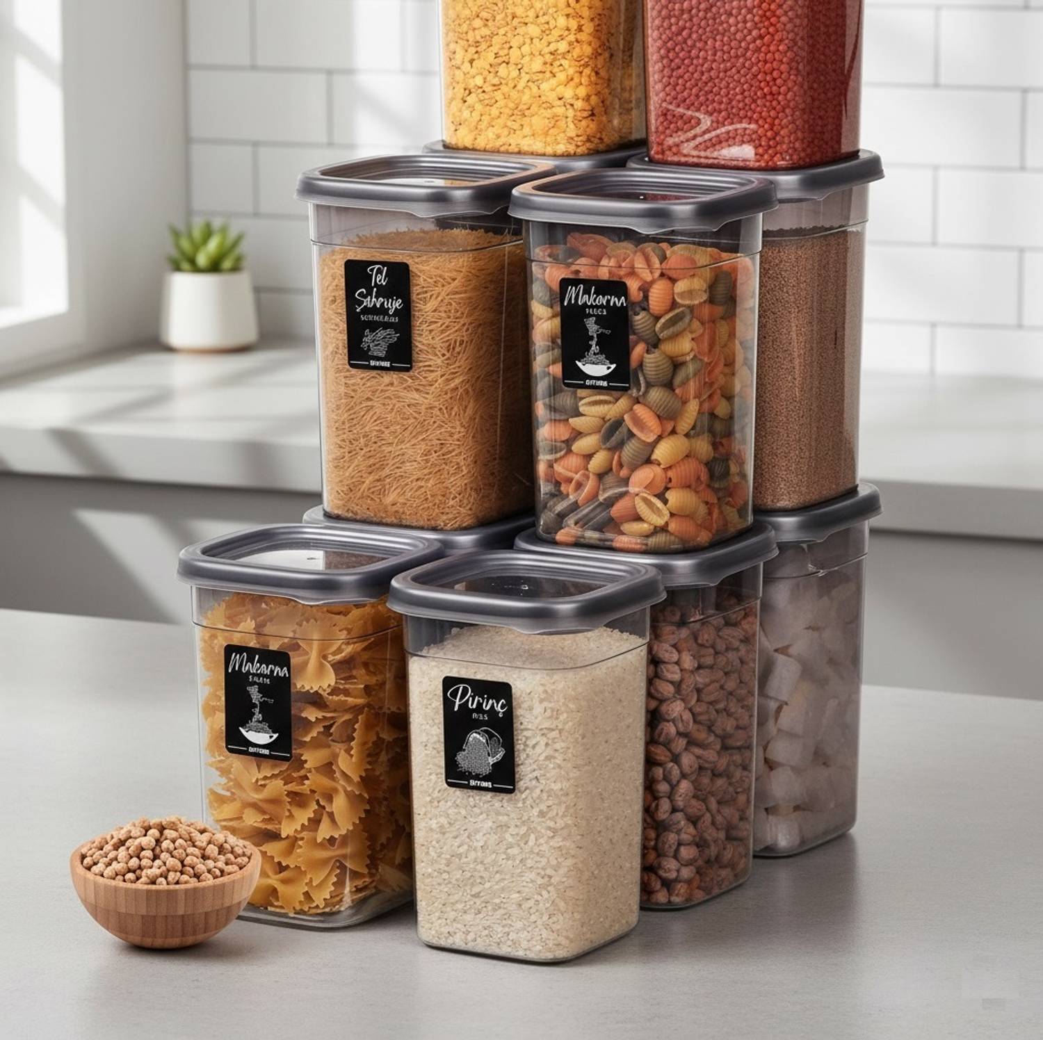 3D METRO SUPER STORE Plastic Storage Bowl Plastic Airtight Kitchen Storage Container Set Stackable BPA Free 1200Ml