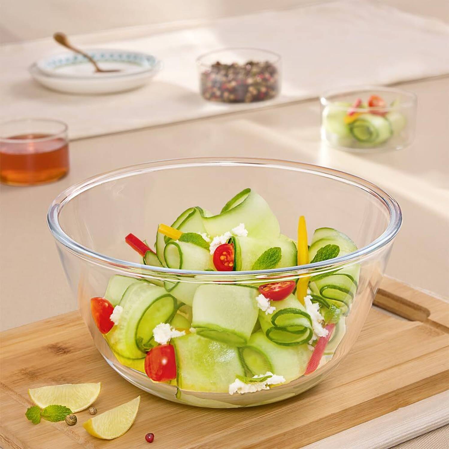 BOROSIL Borosilicate Glass Mixing Bowl 1.5L Made in India Borosilicate Glass Serving & Mixing Bowl for Kitchen
