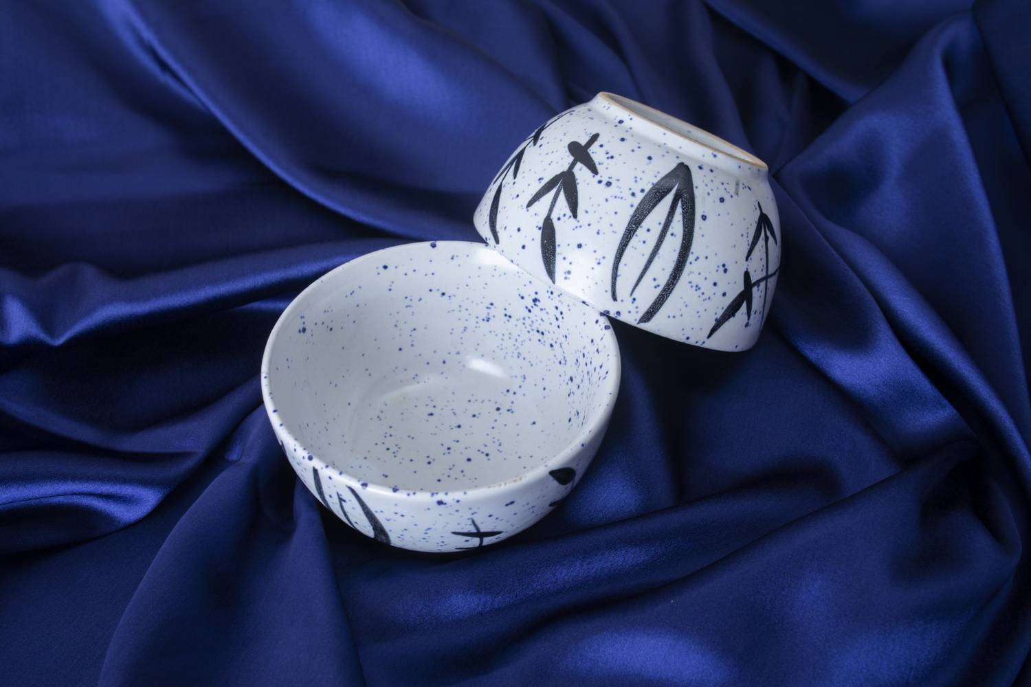 caffeine Ceramic Vegetable Bowl Handmade White Bamboo