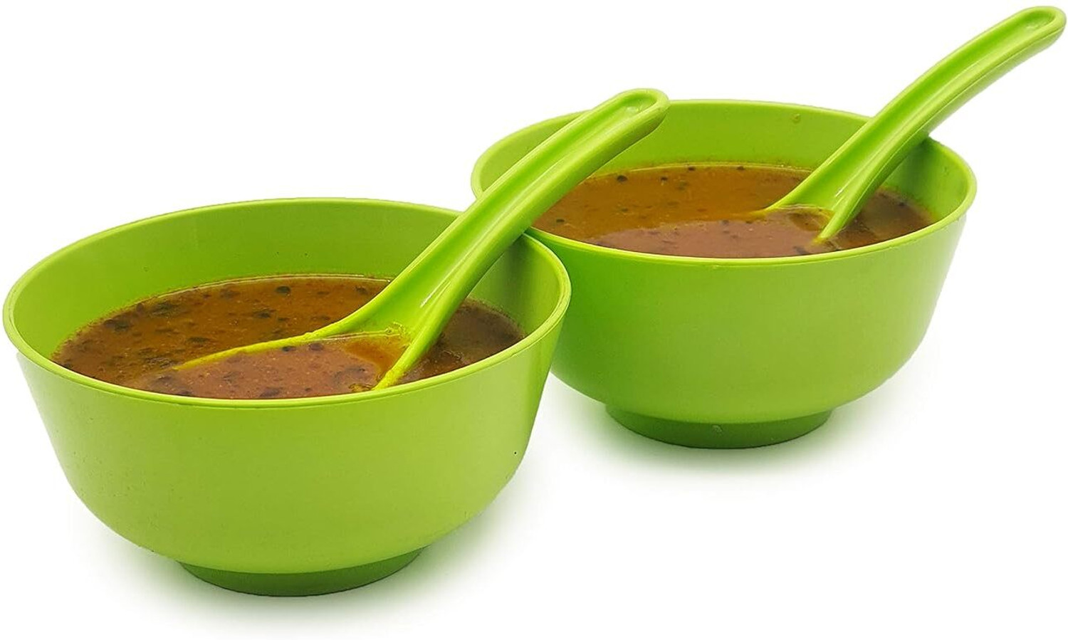 Image of Bienvenue Plastic Serving Bowl Plastic Soup Bowl-Spoon Set of 6 Bowls and 6 Spoons