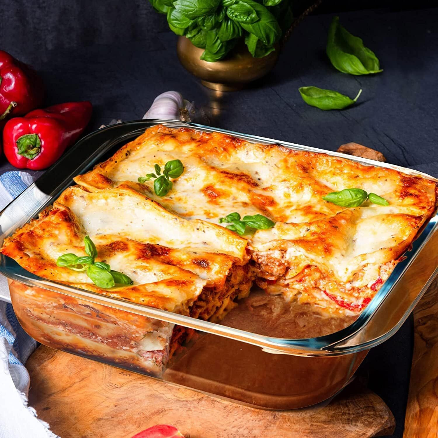 Image of MDNSHO Borosilicate Glass serving bowl, Tray, Container Microwave Oven Safe 1100 ml Baking Dish