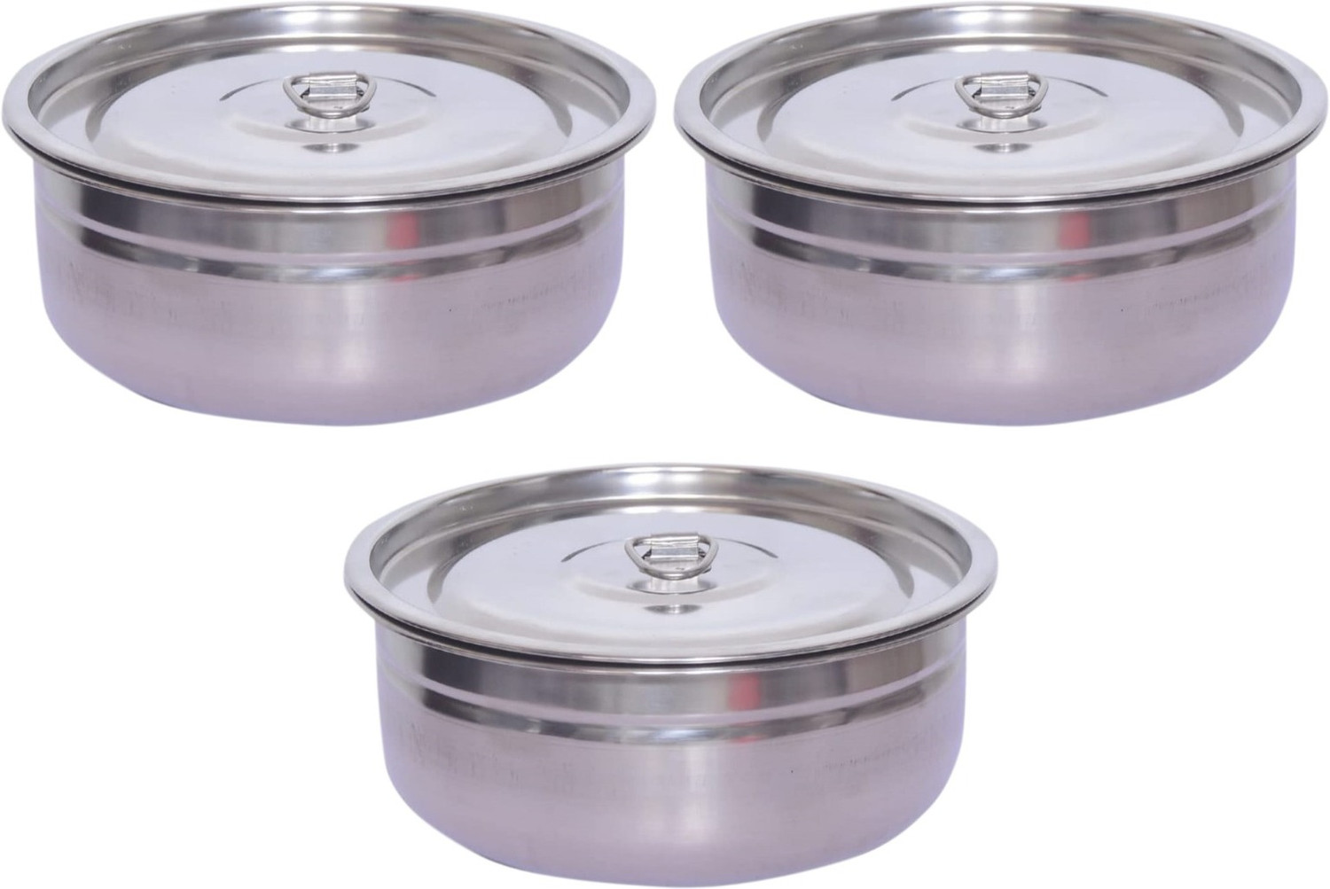 Image of PEEZSTEEL Steel Mixing Bowl (Pack of 3, Silver)