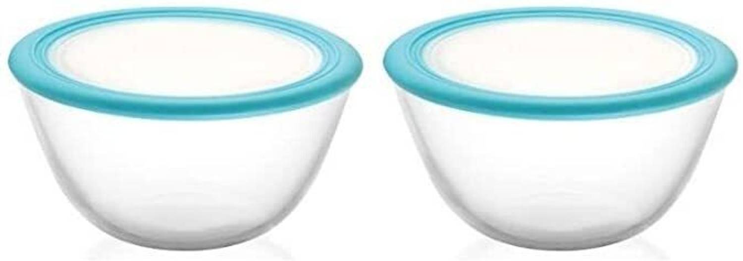 cello Glass Storage Bowl Ornella 500ml Mixing Bowl with Premium Lid Mixing Bowl, Pack of 2 (500ml)
