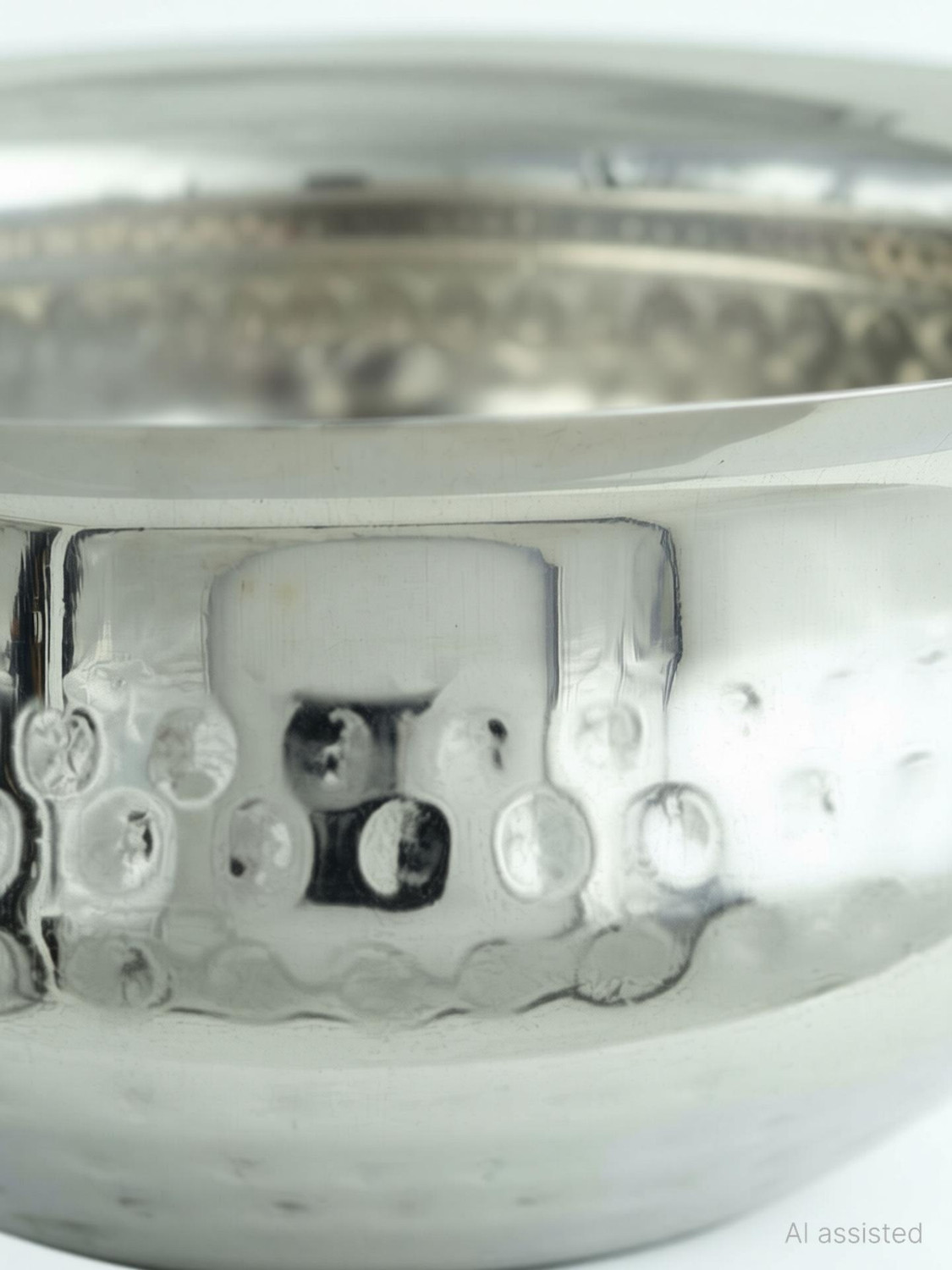 Image of Moongil Stainless Steel Serving Bowl Stainless Steel Kitchen Handi Set|Urli- Hammered Briyani Handi