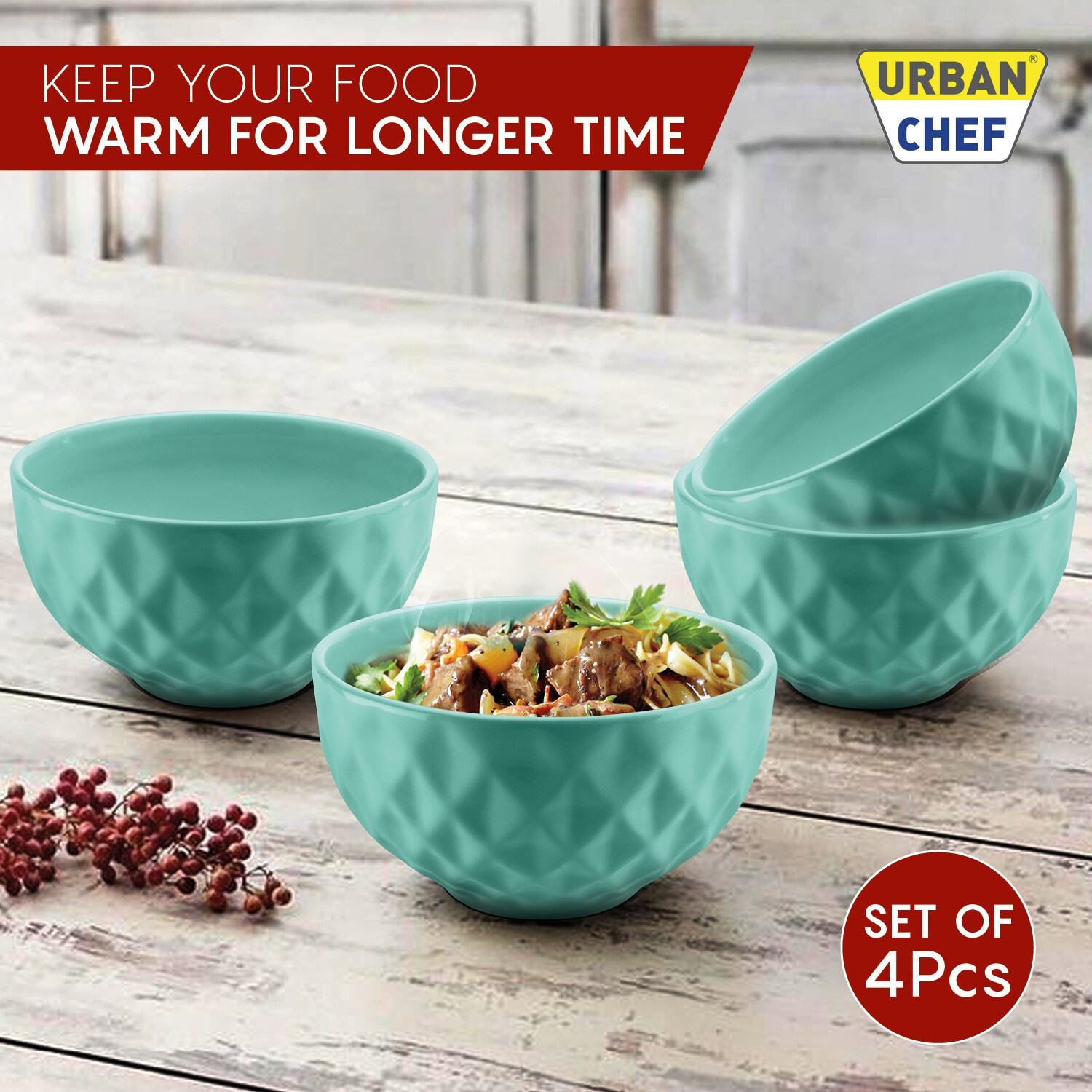 Image of Urban Chef Ceramic Serving Bowl Urban Chef Prism Ceramic Handcrafted Shine Matte - Ceramic Bowl Set - Microwave Safe Salad / Soup / Cereal / Serving Bowl Ideal For Self Use Or Gift for Friends, Anniversary, Birthday Ceramic Serving Bowl