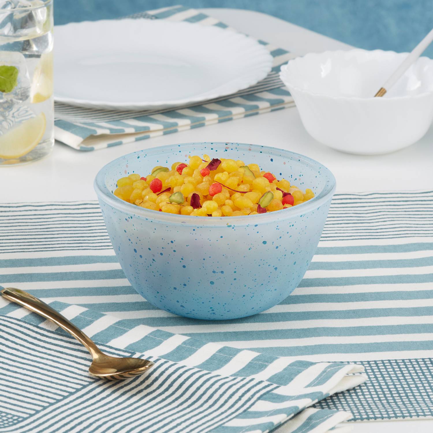 BOROSIL Borosilicate Glass Serving Bowl 500ml Blue Made in India Microwave Safe Borosilicate Glass Serving Bowl