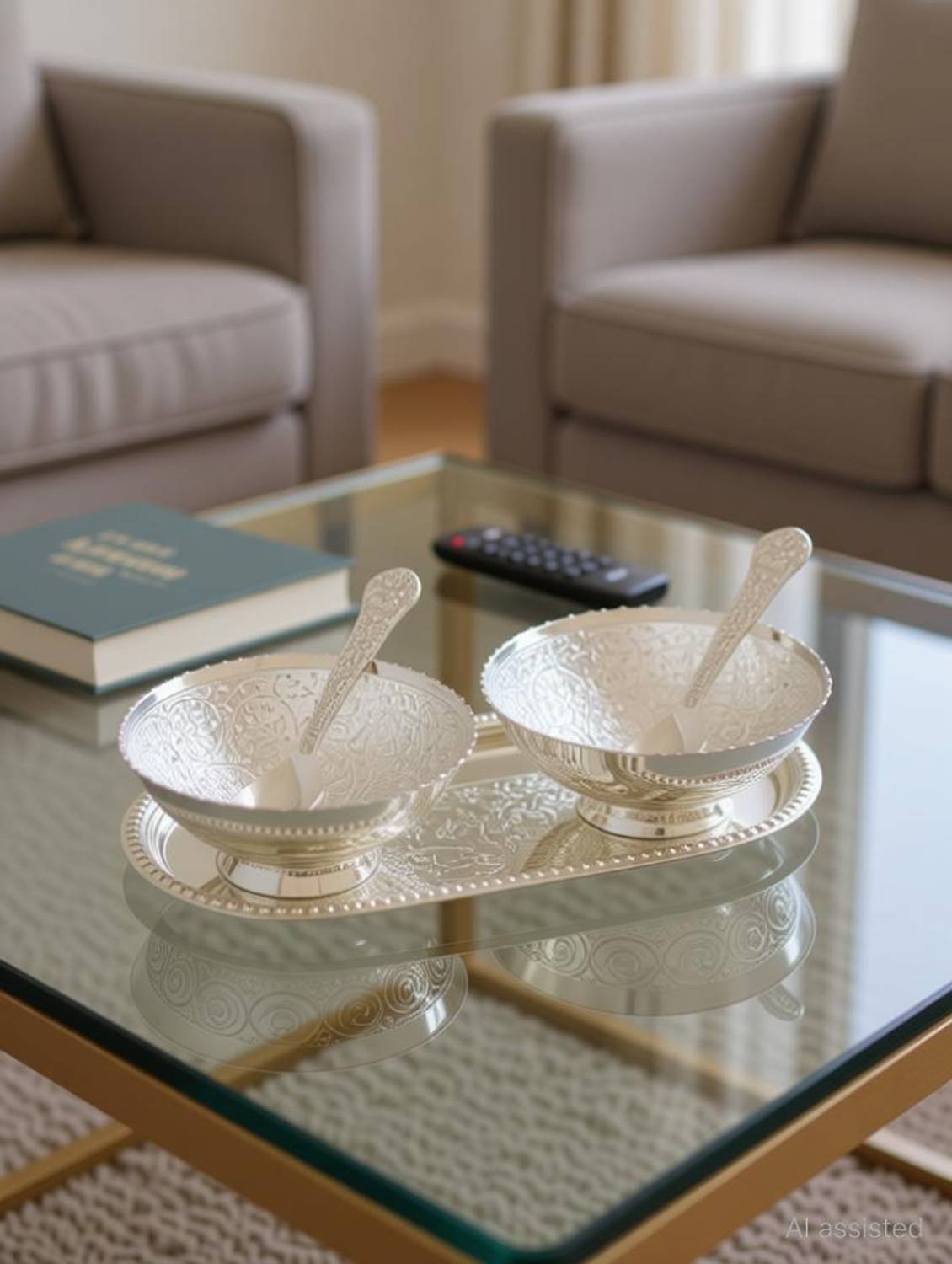 Arsalan Silver Plated Serving Bowl Silver Handcrafted