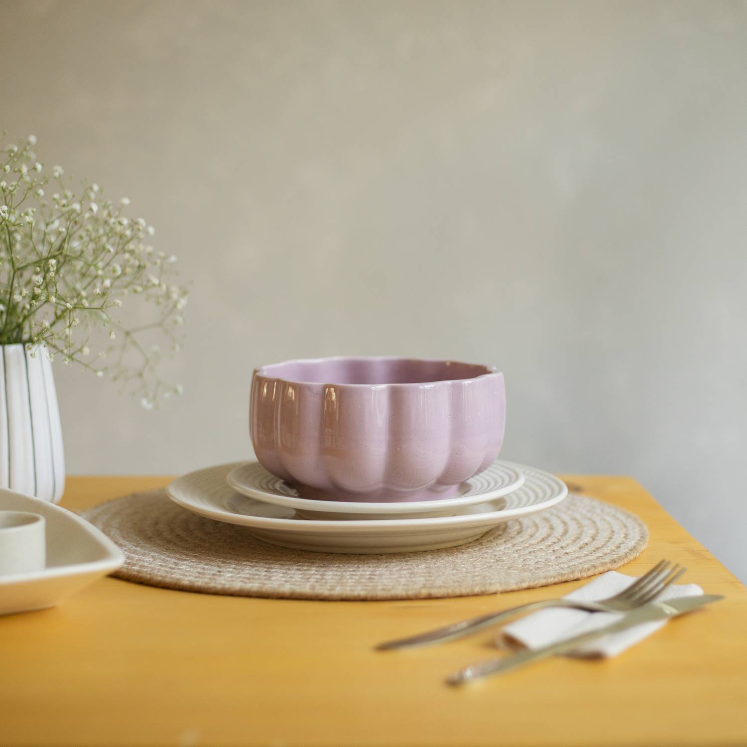 10club Ceramic Serving Bowl Kharbuja Bowls - 1Pc | Ceramic Dinningware | Microwave Safe | Peach
