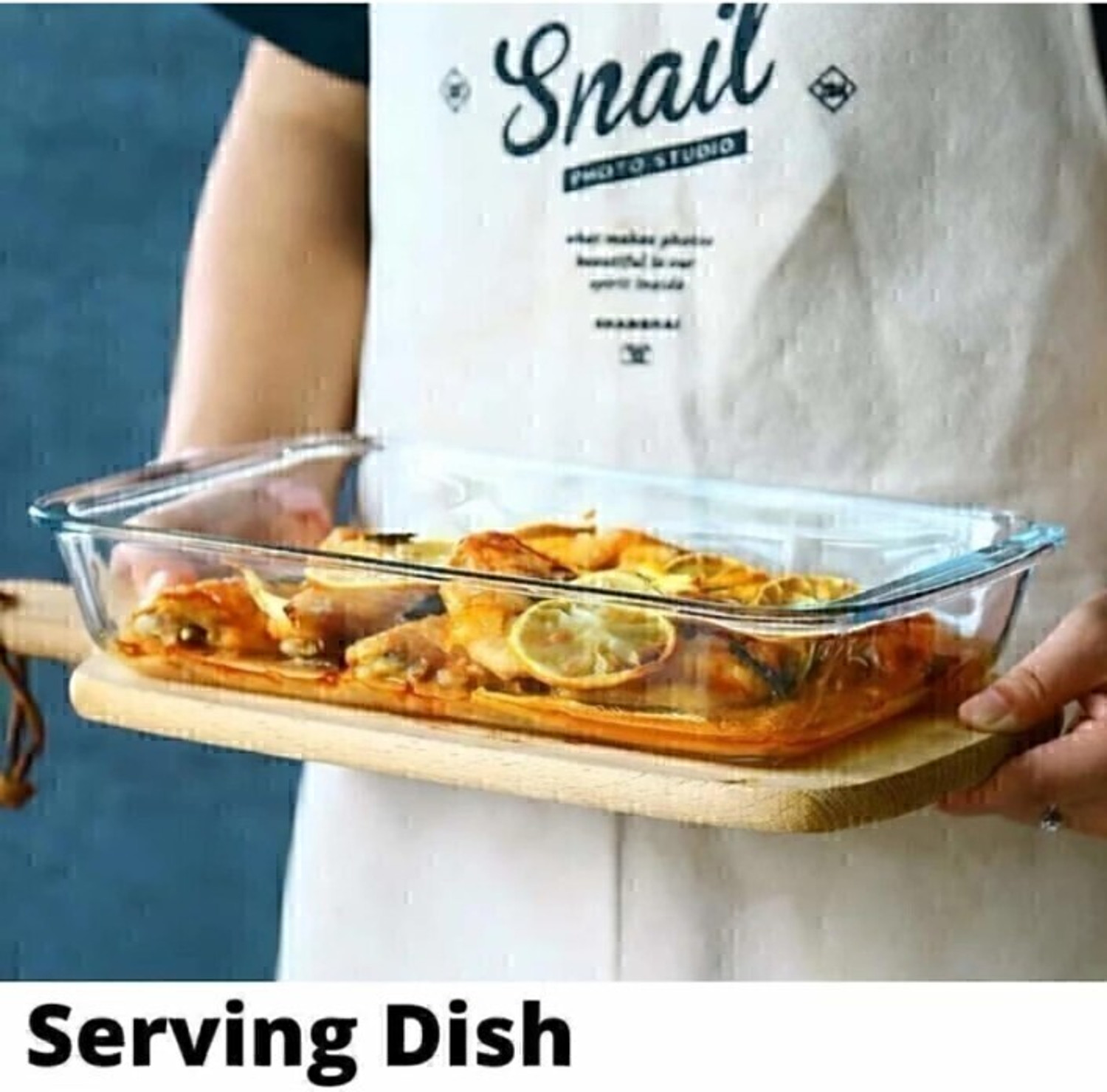 Image of PKMSHO Glass Serving Bowl Oven Safe Rectangle Baking Dish 1000 ML