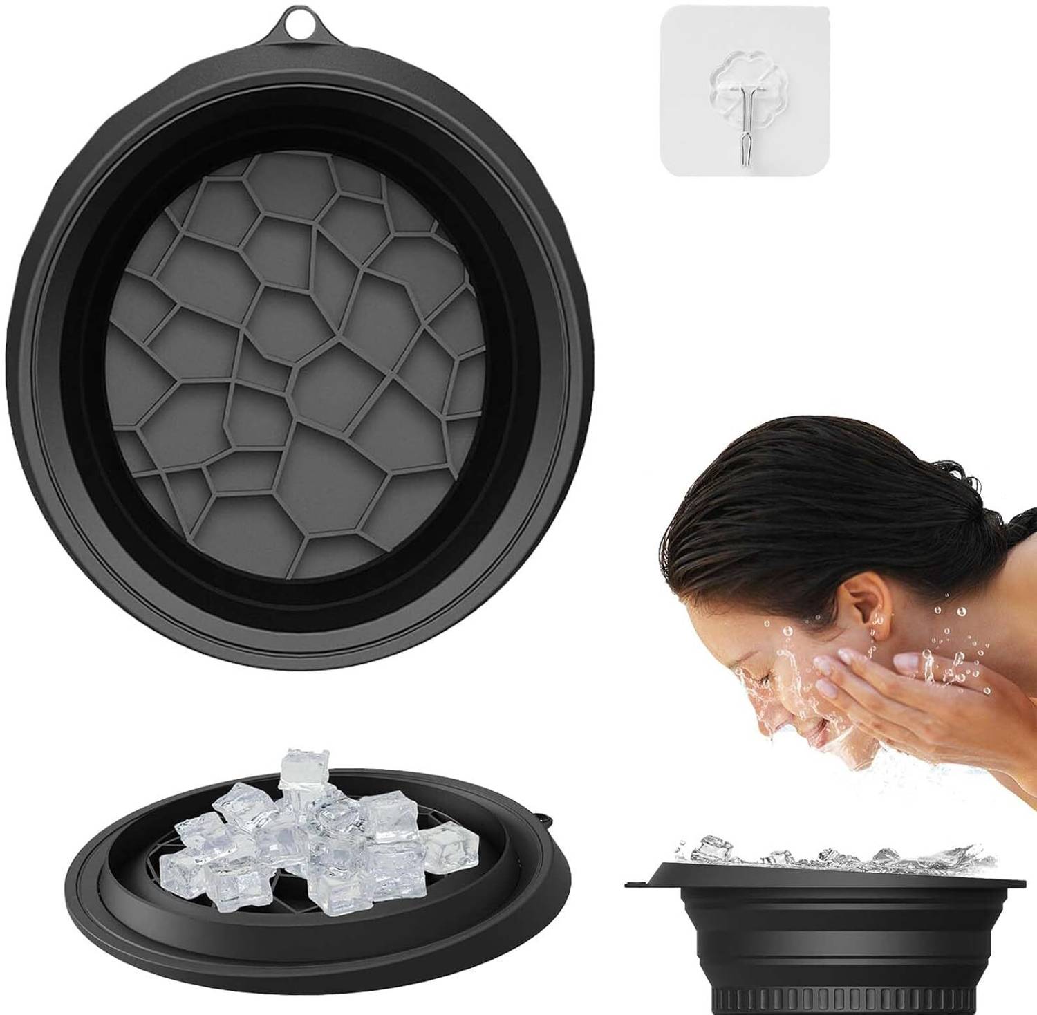 ACCRUNCH Silicone Massage Bowl Face Bowl for Ice with Built-In Ice Tray, Silicone Facial Ice Bath Bowl Disposable