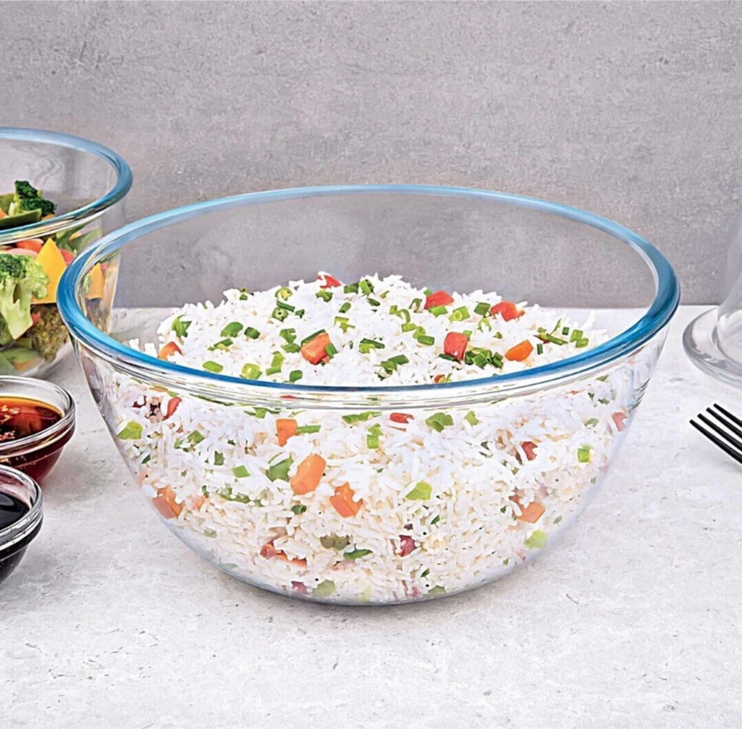 Image of SBPNN Borosilicate Glass Mixing Bowl 2000ML Glass Mixing Bowl Borosilicate Safe Glass Serving Bowl Disposable