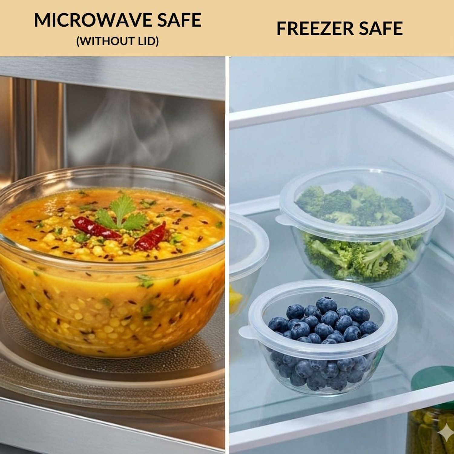 Image of Nestasia Glass Serving Bowl Set of 3 Borosilicate Glass Mixing Bowls with Lid, Microwave, Dishwasher Safe