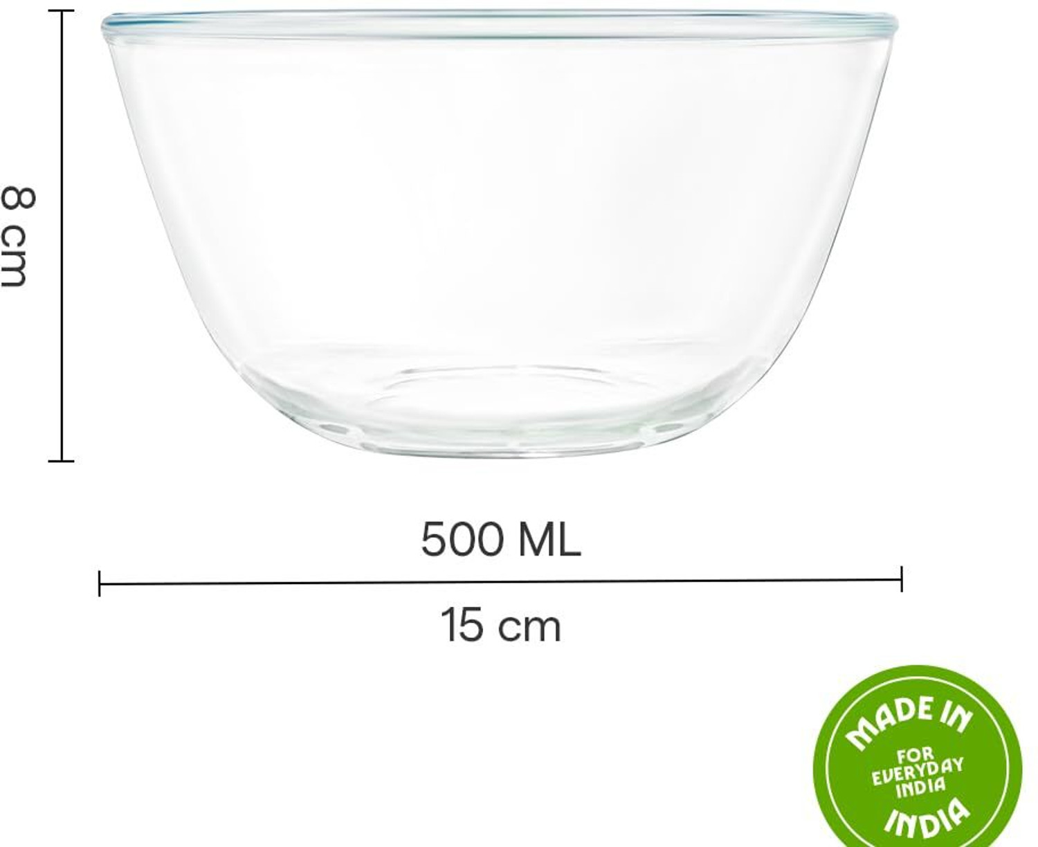 Image of BOROSIL Borosilicate Glass Mixing Bowl 750ml Made in India Borosilicate Glass Serving & Mixing Bowl for Kitchen