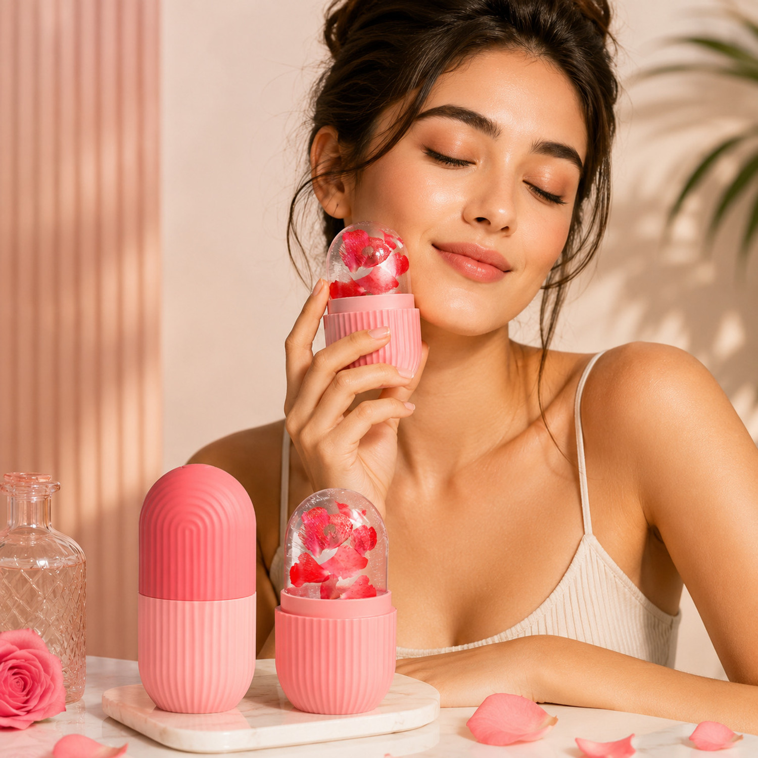 Image of DR.VS Premium Ice Facial Therapy Combo Set with Ice Bowl & Ice Roller Multicolor Silicone Ice Cube Tray