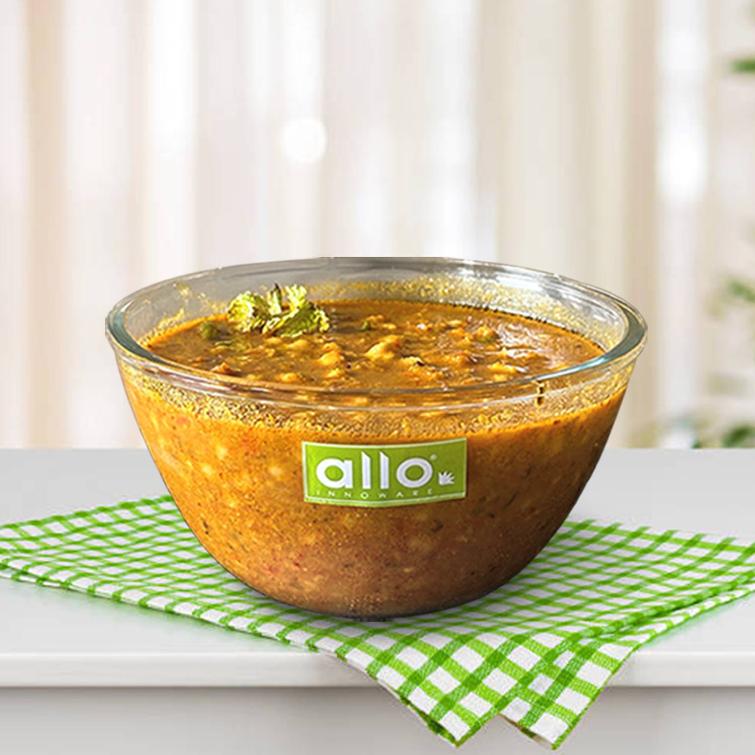 Allo Glass Mixing Bowl Oven & Microwave Safe Bowls, Dishwasher & Freezer Safe, 1600ml