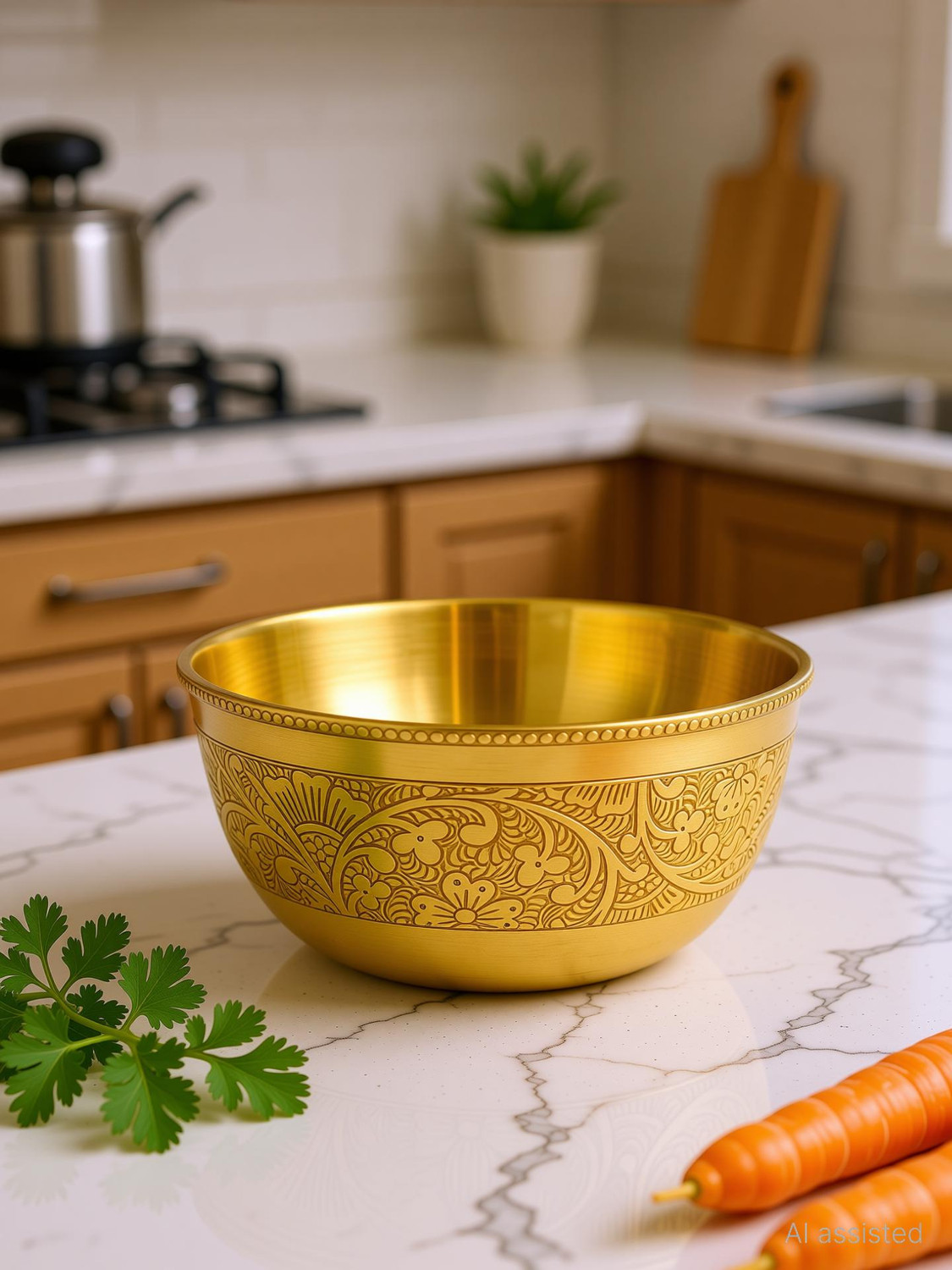 Image of COPRASIA Brass Vegetable Bowl COPRASIA Brass Dining Bowl, Peetal ki Katori - 250 ml
