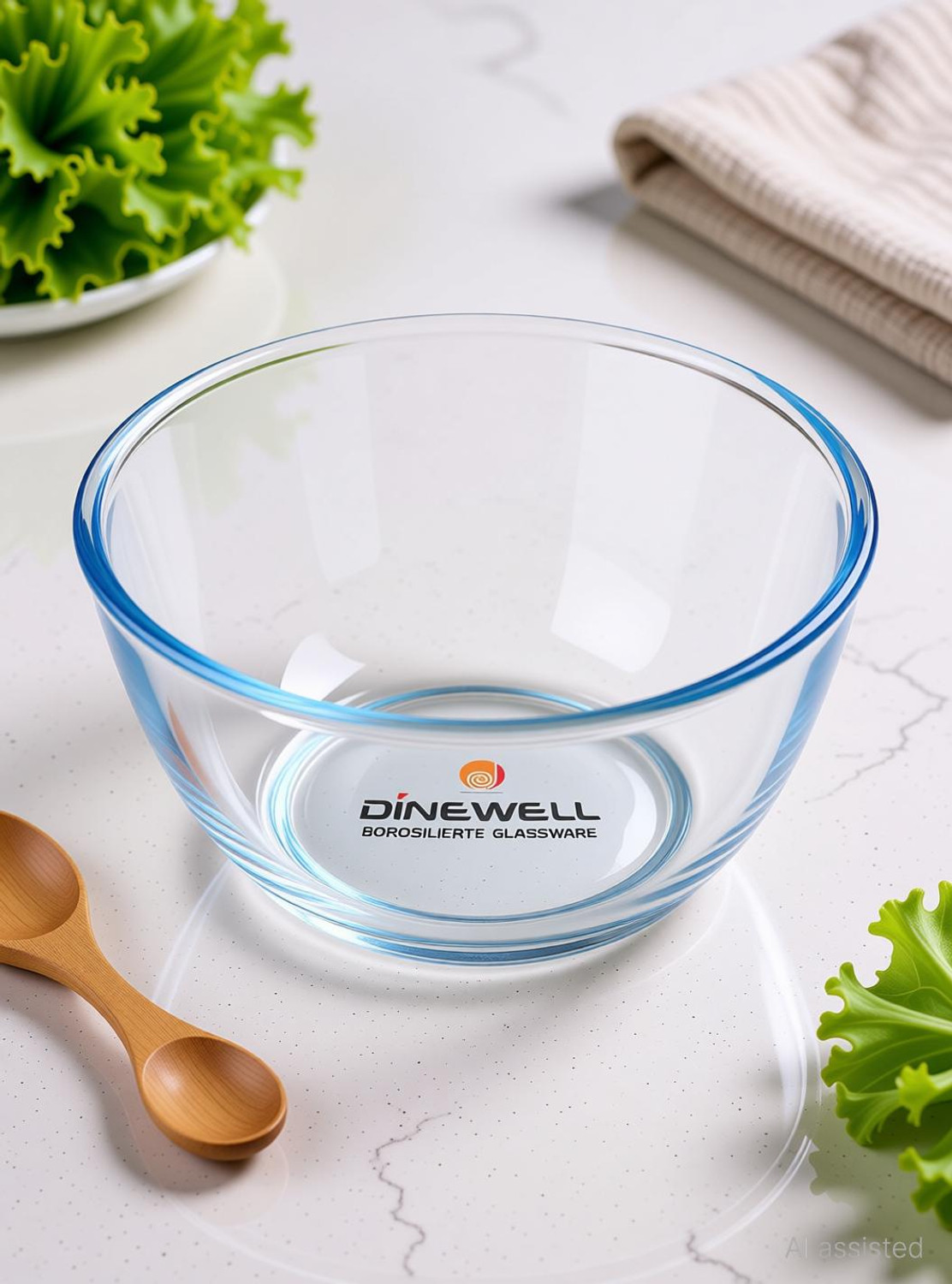 Image of Dinewell Borosilicate Glass Serving Bowl Borosilicate Round Glass Mixing Bowl (Pack of 1, Clear)