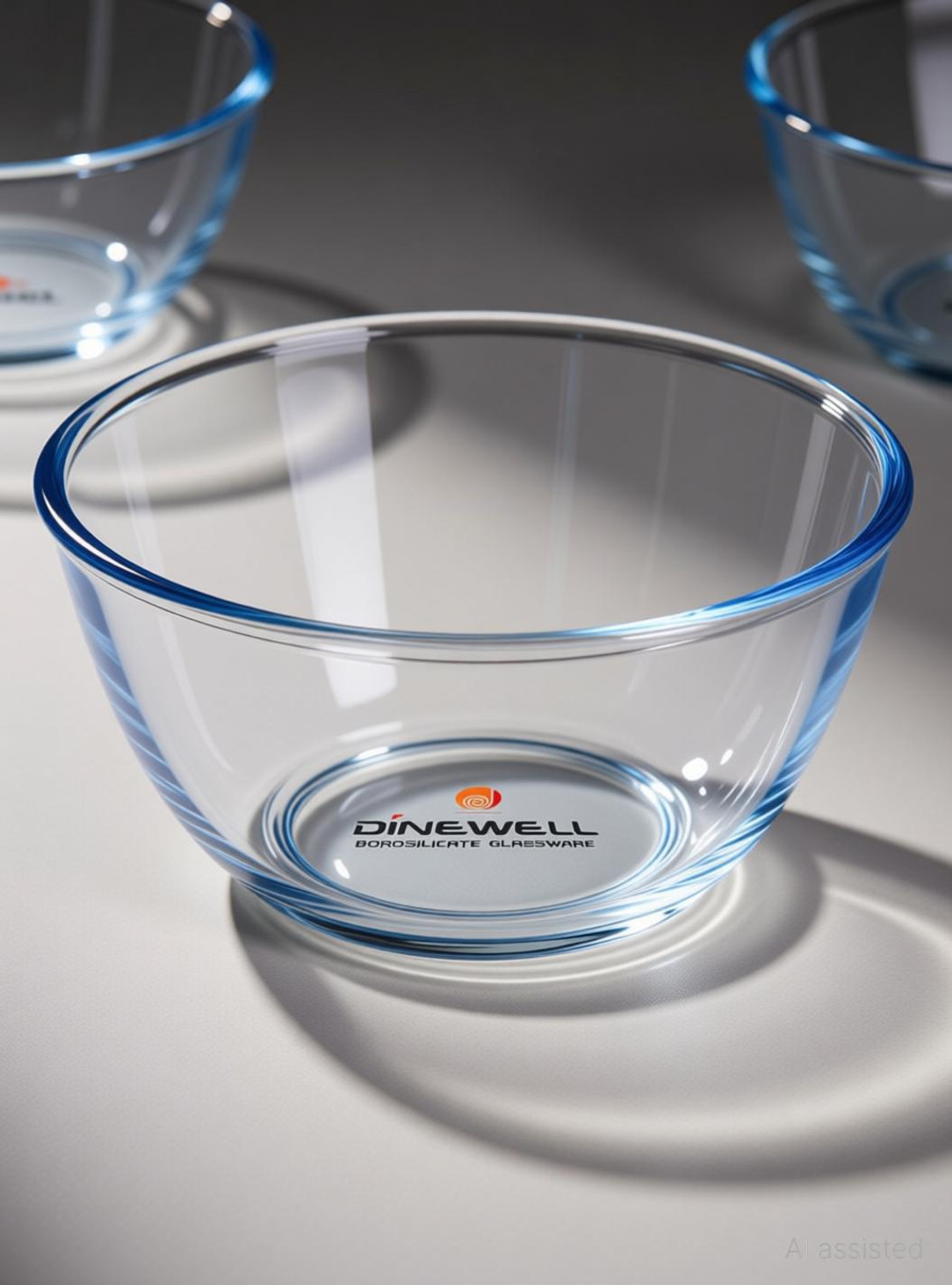 Image of Dinewell Borosilicate Glass Serving Bowl Borosilicate Round Glass Mixing Bowl (Pack of 1, Clear)