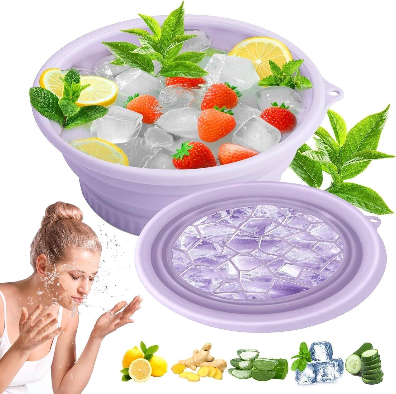 Amirate Silicone Massage Bowl Ice Bath Bowl for Cold Plunge Therapy, Skin Tightening & Acne Relief Disposable