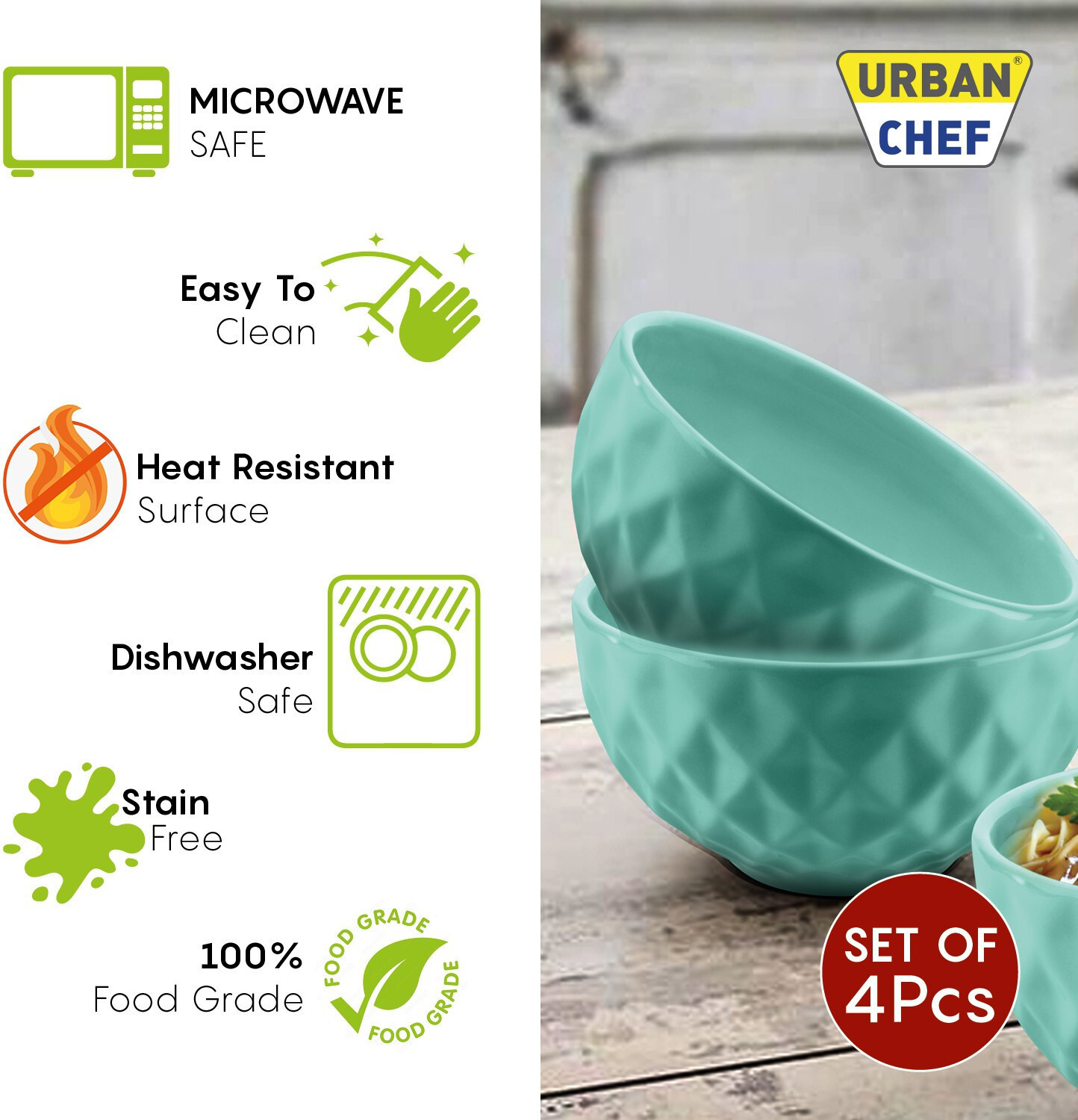 Image of Urban Chef Ceramic Serving Bowl Urban Chef Prism Ceramic Handcrafted Shine Matte - Ceramic Bowl Set - Microwave Safe Salad / Soup / Cereal / Serving Bowl Ideal For Self Use Or Gift for Friends, Anniversary, Birthday Ceramic Serving Bowl
