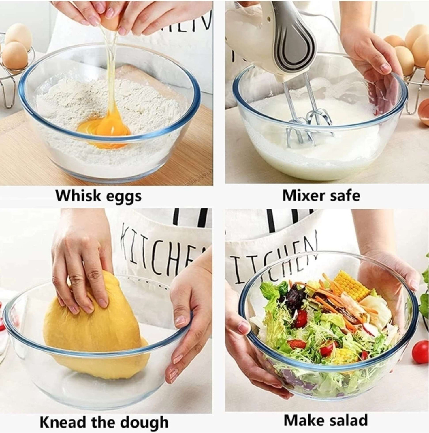 Image of SBPNN Borosilicate Glass Mixing Bowl 2000ML Glass Mixing Bowl Borosilicate Safe Glass Serving Bowl Disposable