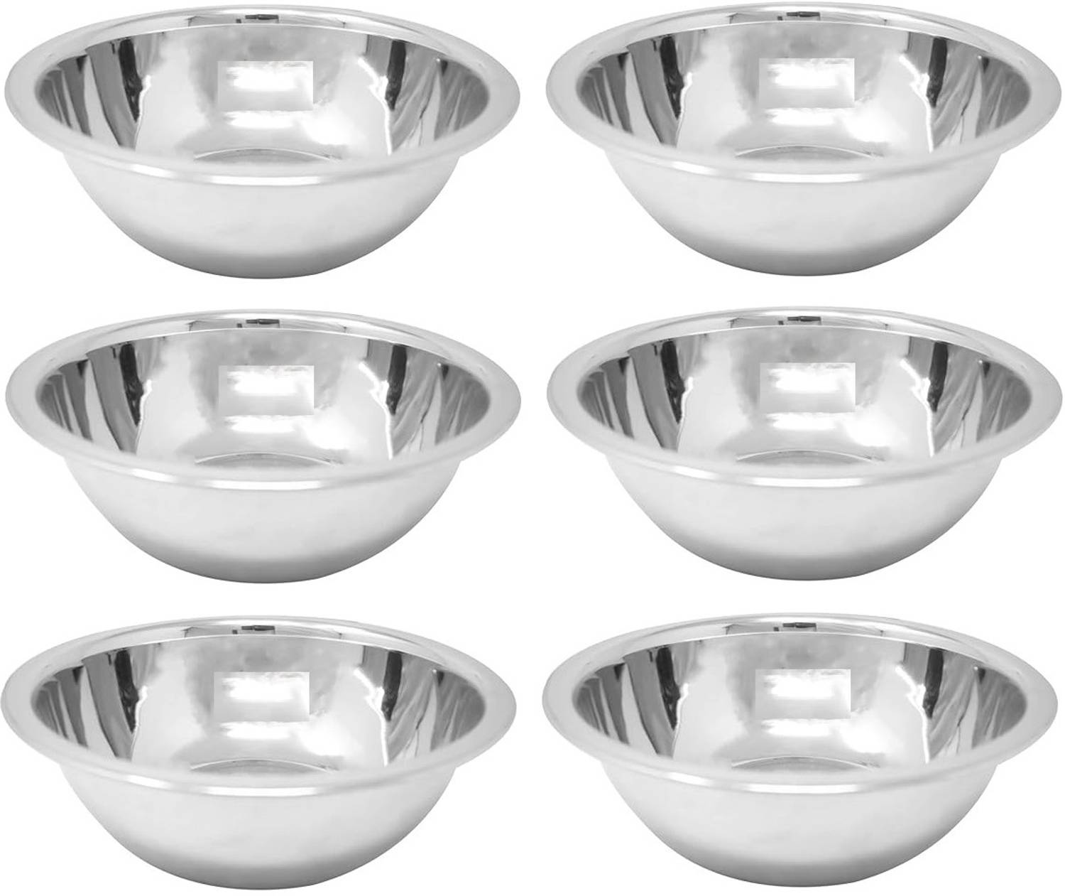 Bhavana Stainless Steel Serving Bowl Curve Light-Weight Mixing Bowl, Pack of 6, 500 ml,