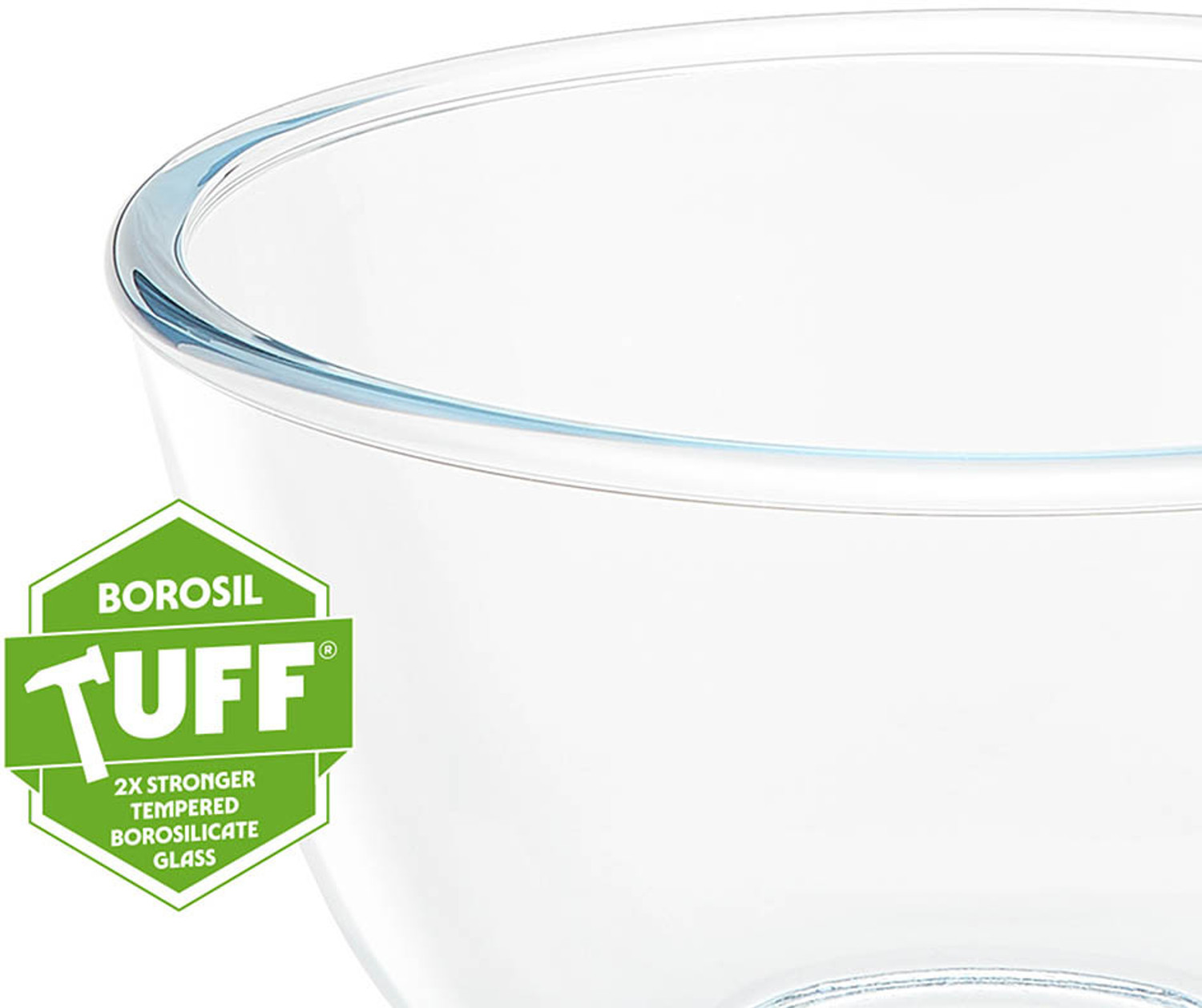 Image of BOROSIL Borosilicate Glass Mixing Bowl 1.5L + 2L Round Serving & Mixing Bowl, Microwave & Dishwasher Safe