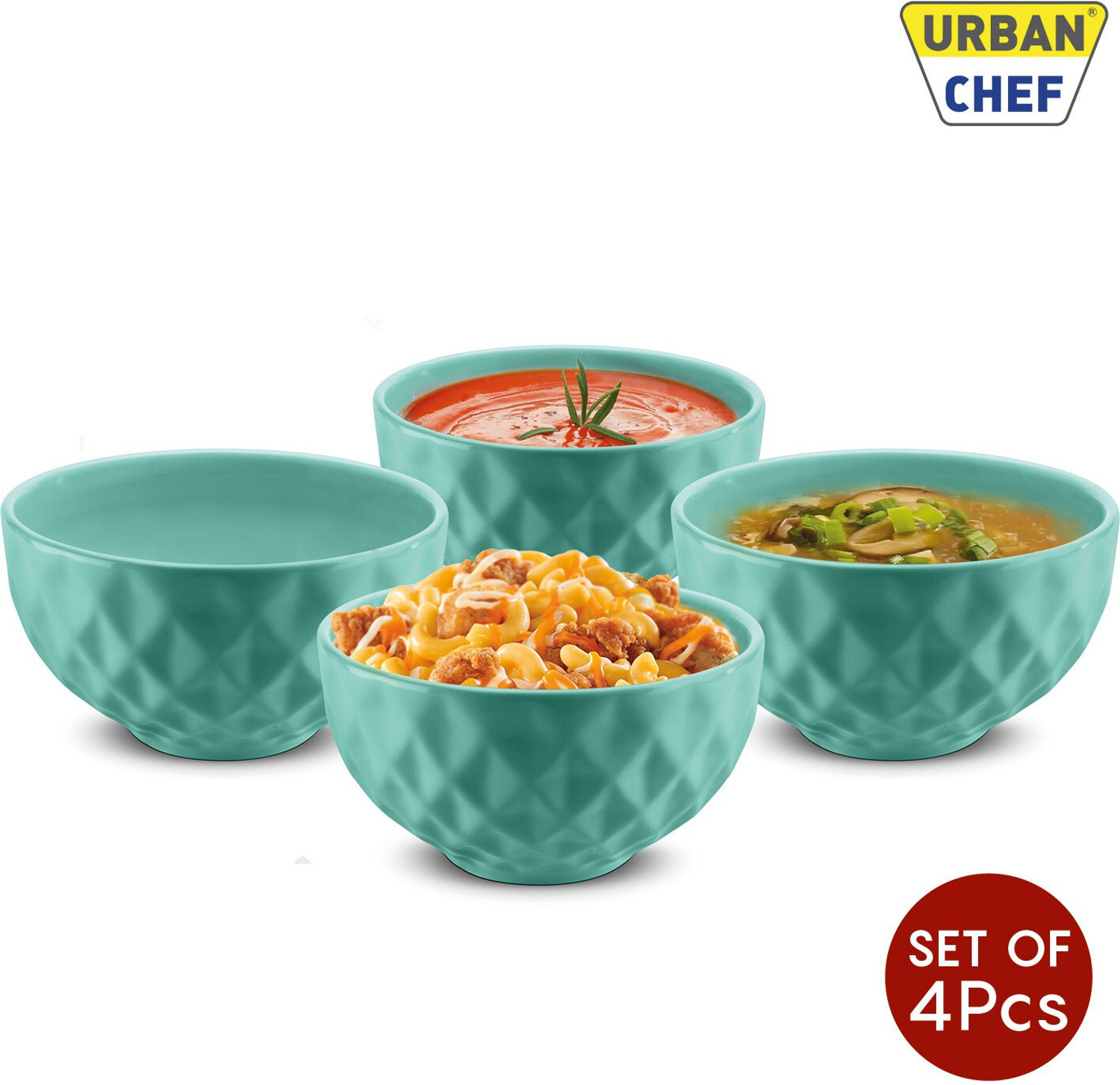Image of Urban Chef Ceramic Serving Bowl Urban Chef Prism Ceramic Handcrafted Shine Matte - Ceramic Bowl Set - Microwave Safe Salad / Soup / Cereal / Serving Bowl Ideal For Self Use Or Gift for Friends, Anniversary, Birthday Ceramic Serving Bowl