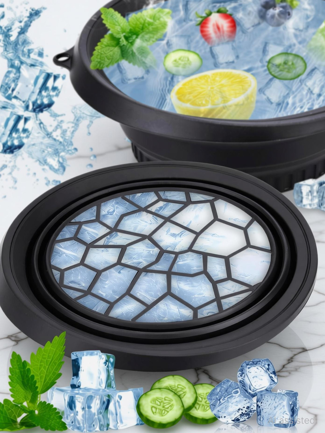 Image of Deoxys Silicone Massage Bowl Face Bowl for Ice with Built-in Icetray, Foldable Silicone Facial Plunge Bowls Disposable
