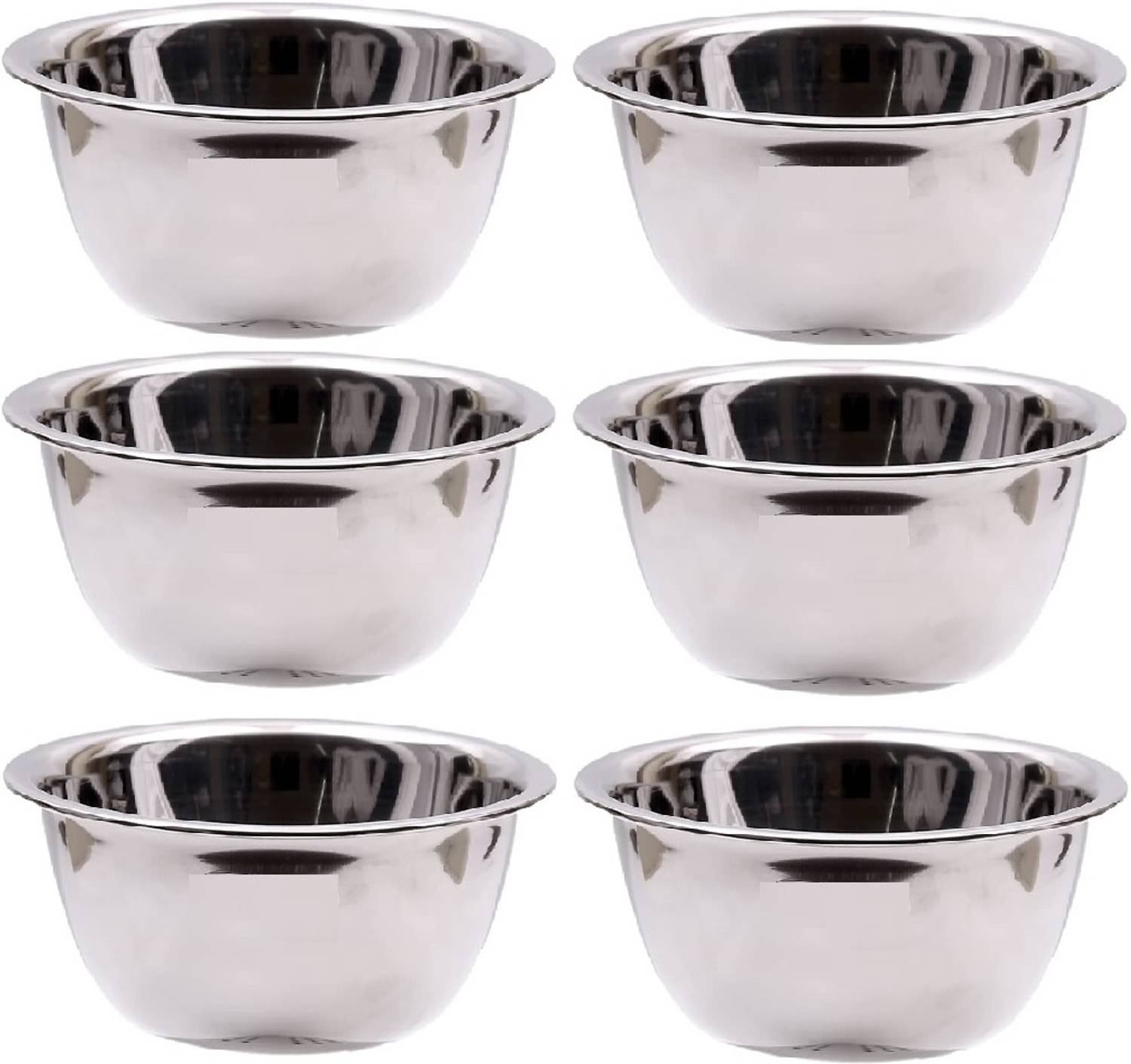 Bhavana Stainless Steel Serving Bowl Stainless Steel Curve Light-Weight Mixing Bowl (Pack of 6, Steel)