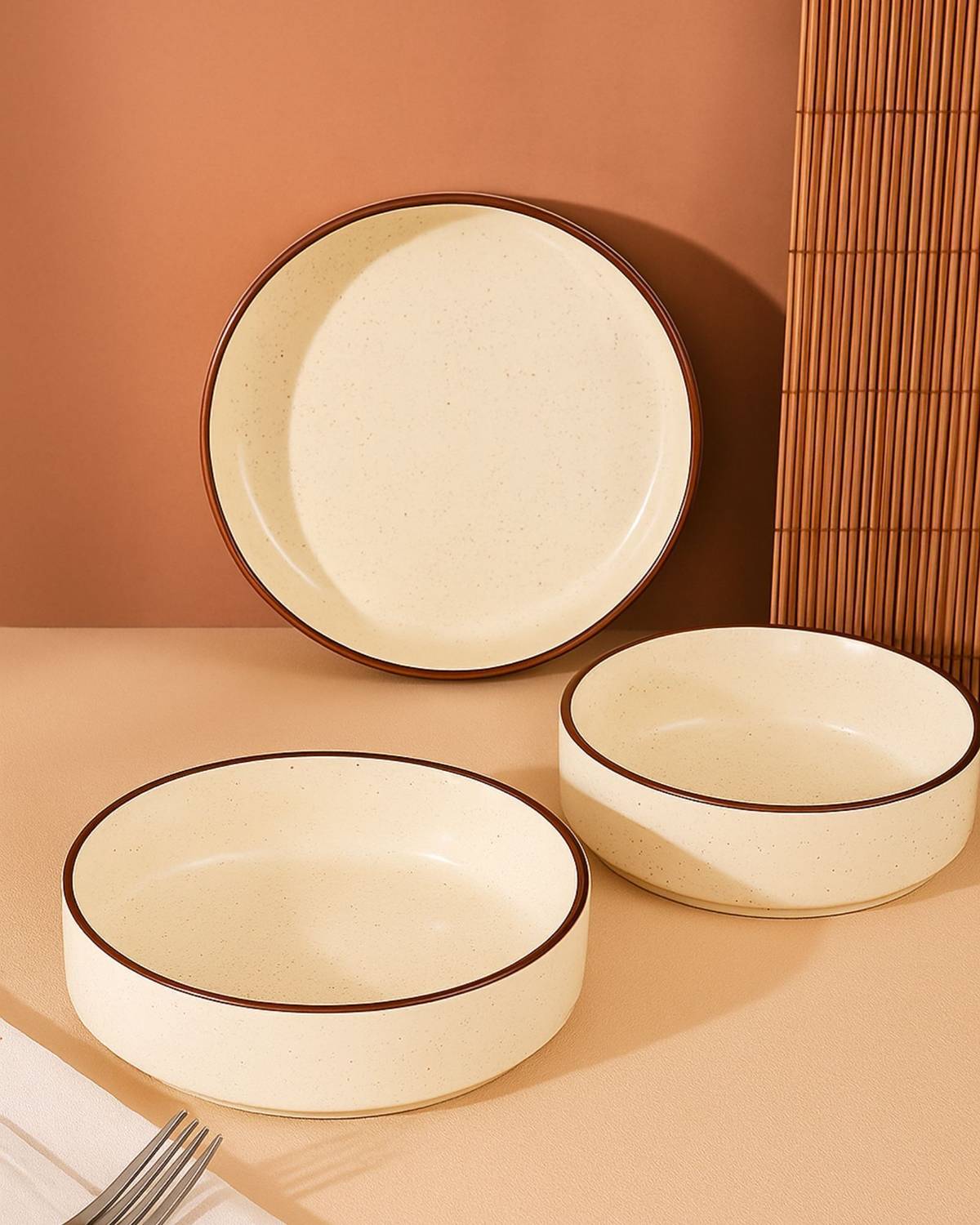 AMRUK Ceramic Serving Bowl Multipurpose Flat Ceramic Serving Bowls Set of 3