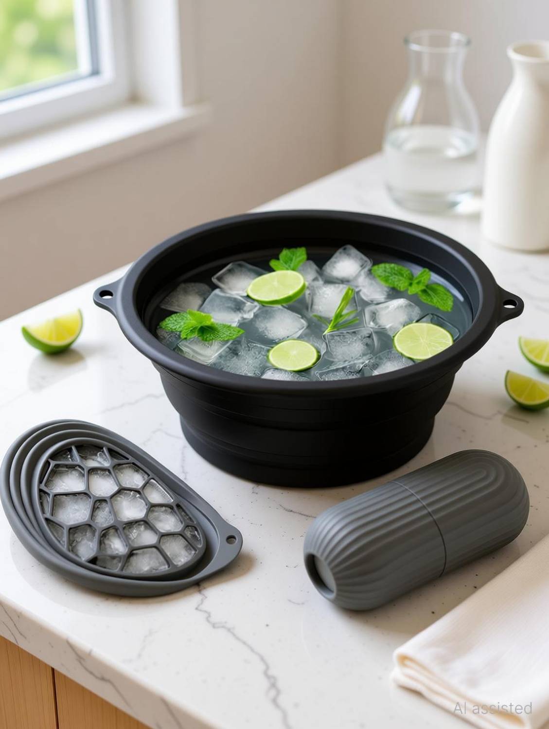 Emperio Silicone Face Ice Bowl with Ice Roller, Disposable