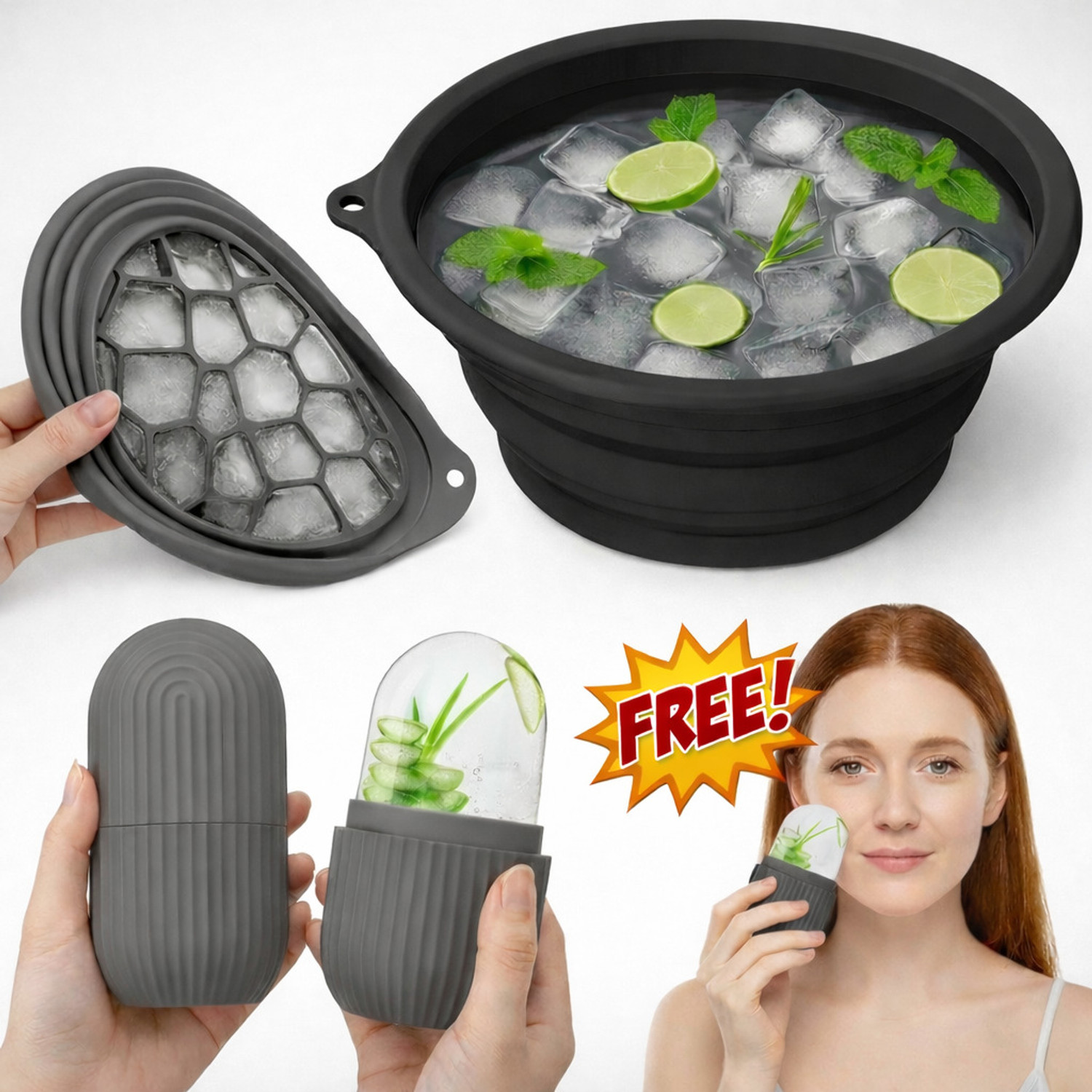 Image of Emperio Silicone Massage Bowl Silicone Face ice bowl With Ice roller for face Disposable